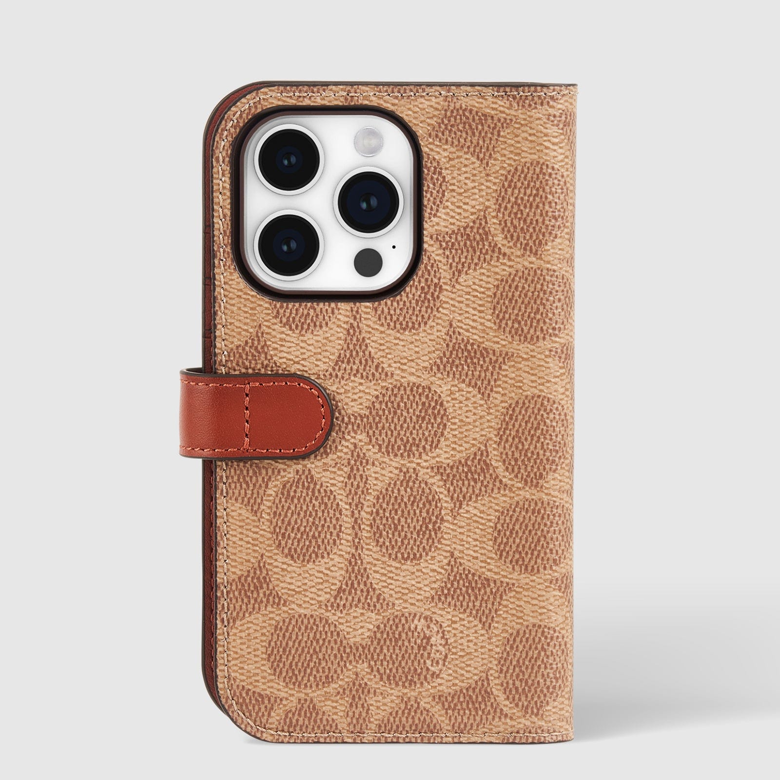 Coach Folio Signature Canvas Tan - iPhone 15 Pro
