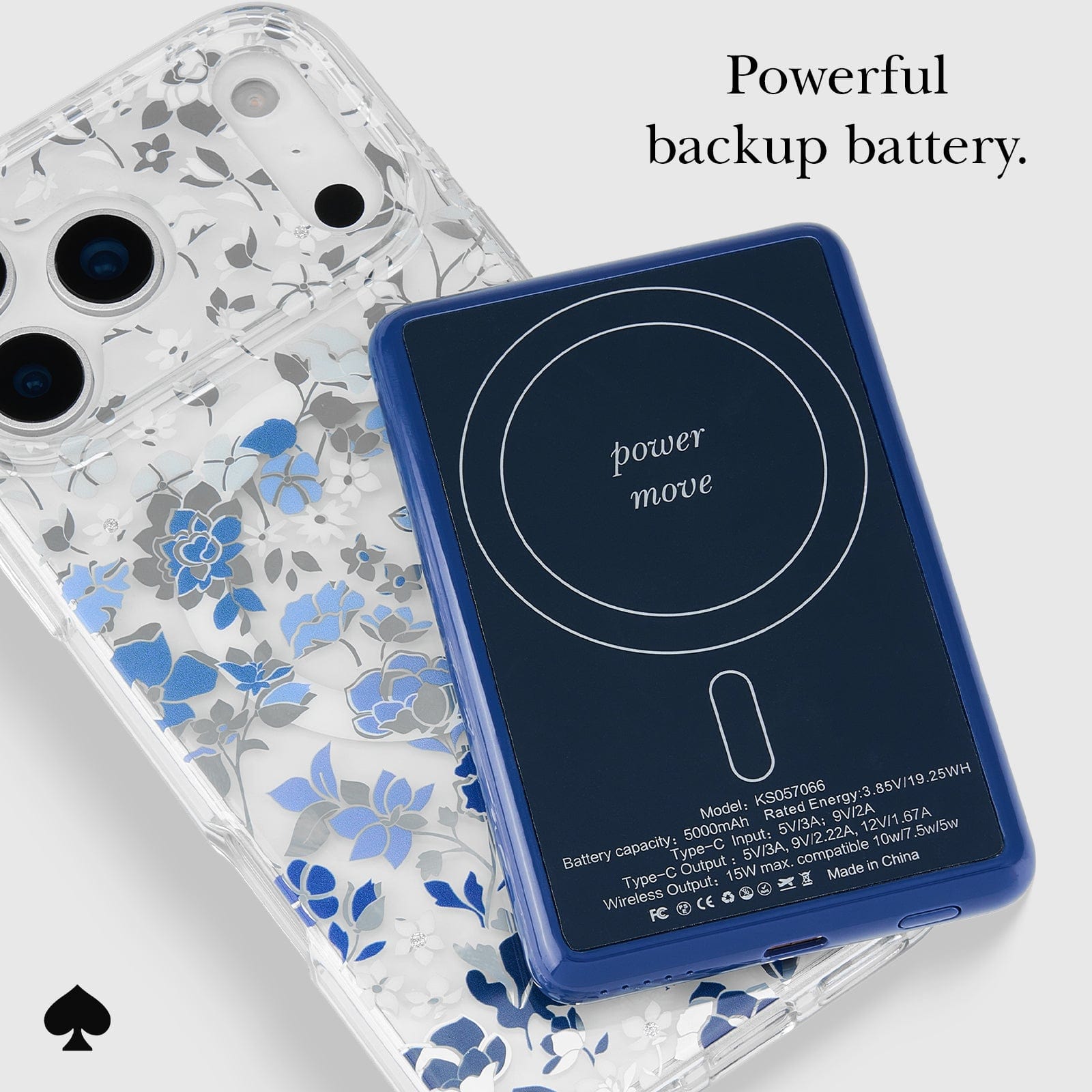 kate spade new york Flowerbed Blue MagSafe Battery Pack