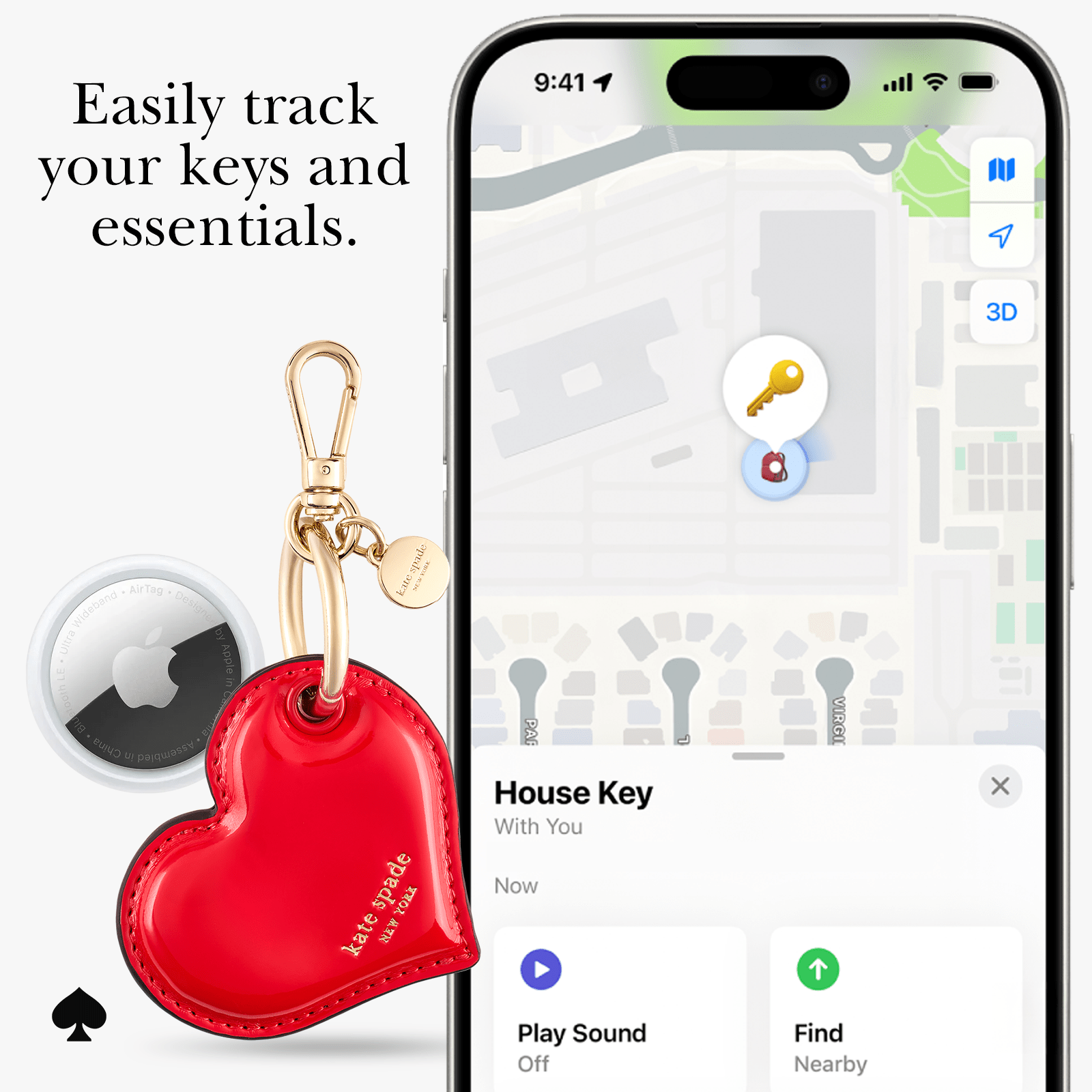 kate spade new york Heart Charm AirTag Keychain