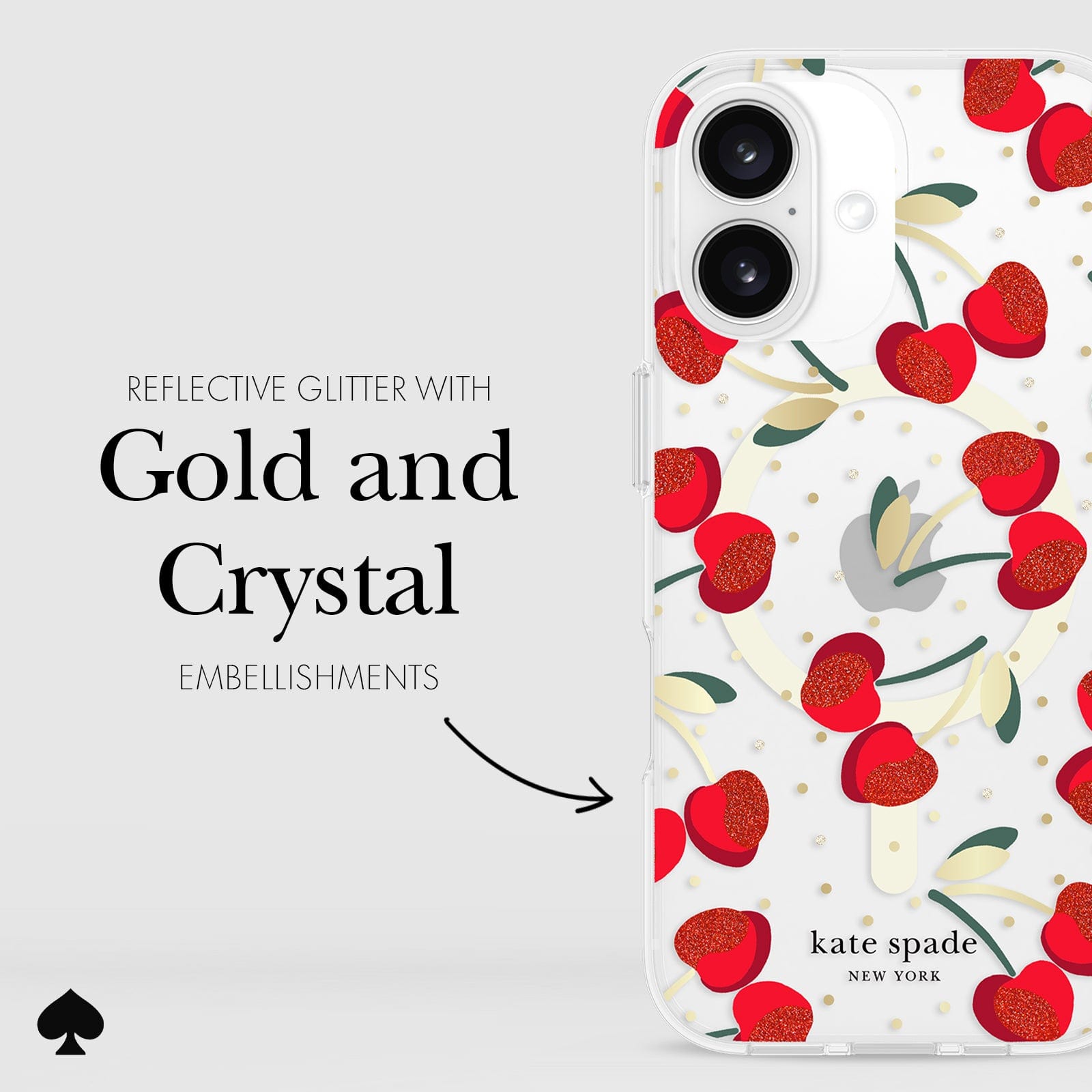 REFLECTIVE GLITTER WITH GOLD AND CRYSTAL EMBELLISHMENTS