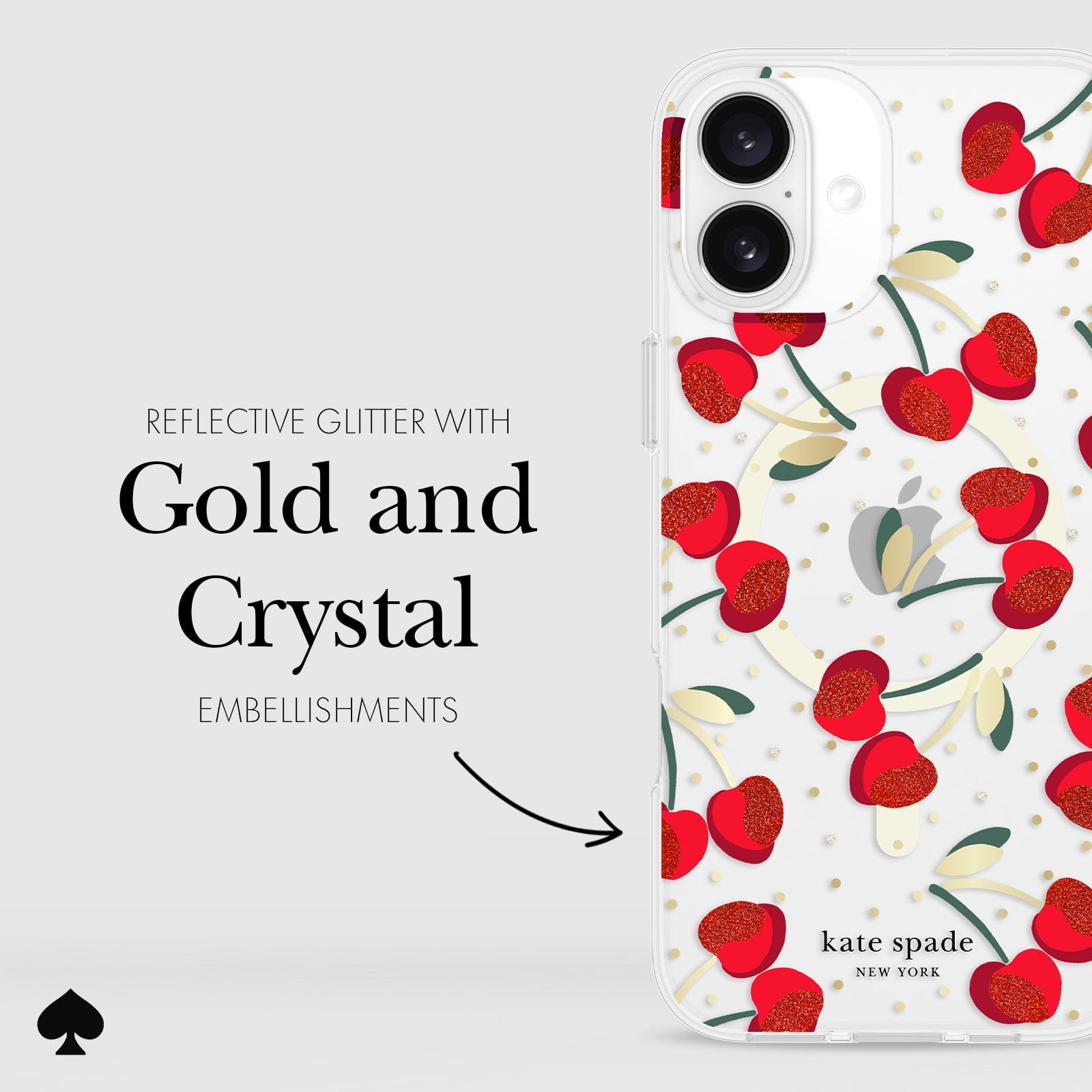 REFLECTIVE GLITTER WITH GOLD AND CRYSTAL EMBELLISHMENTS