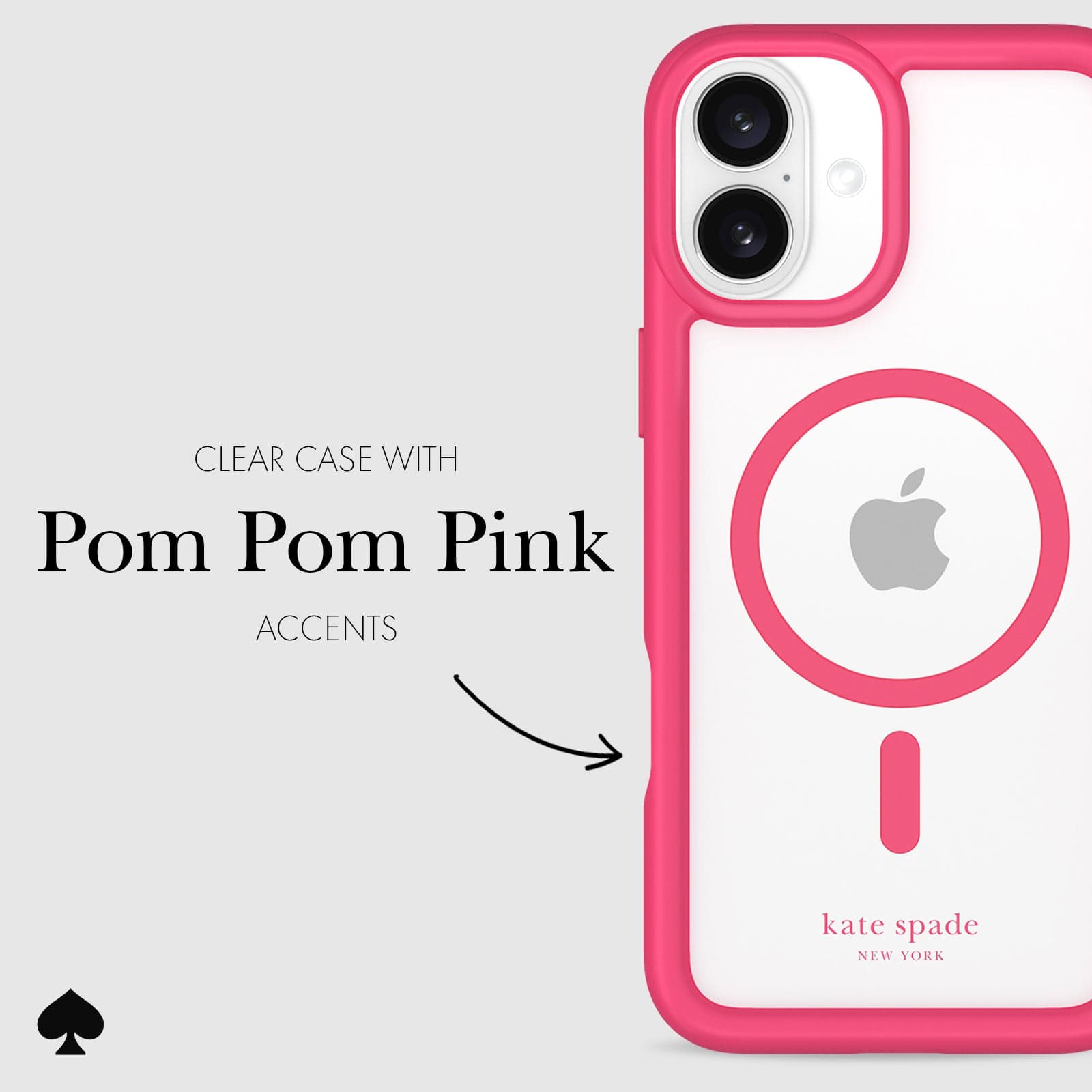 CLEAR CASE WITH POM POM PINK ACCENTS