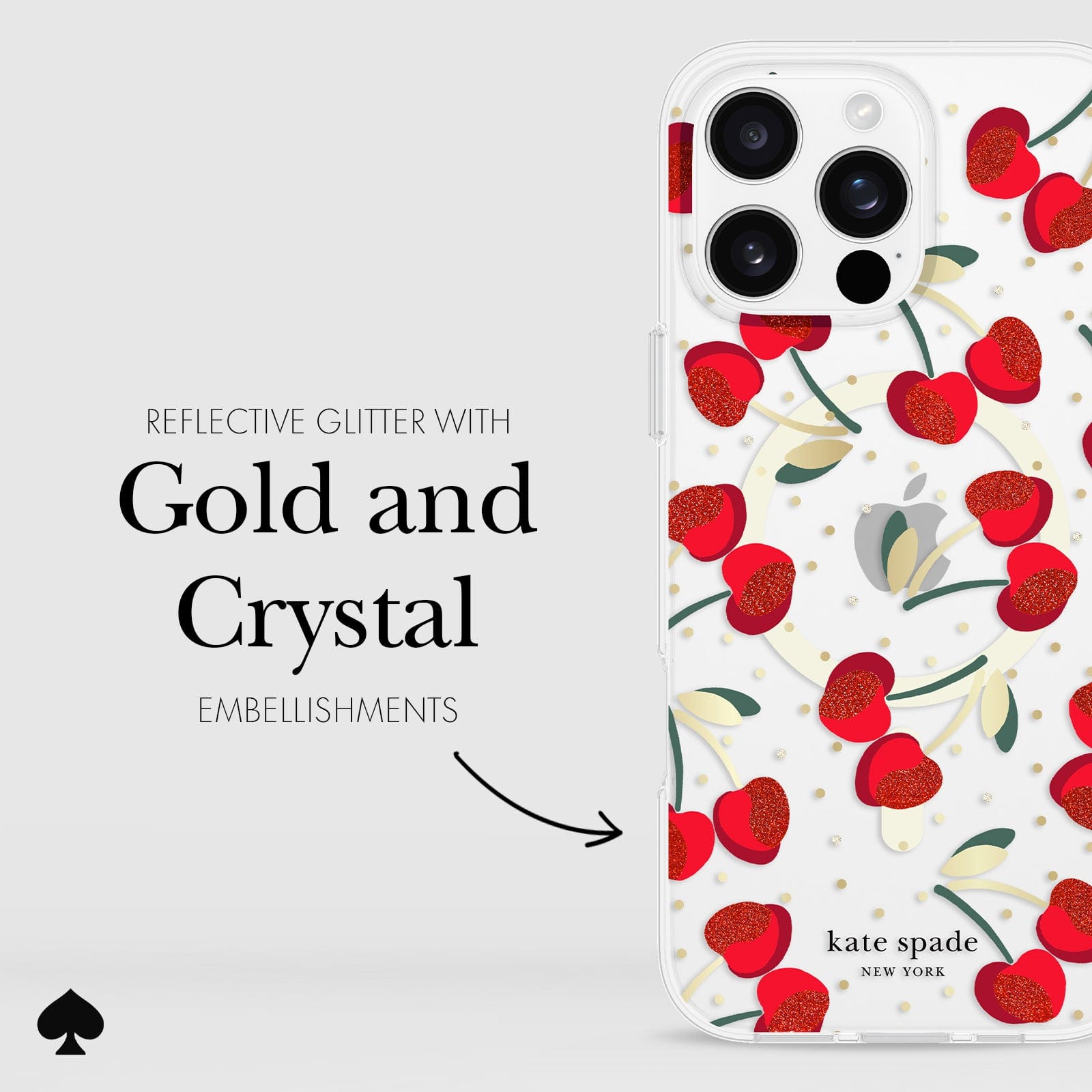 REFLECTIVE GLITTER WITH GOLD AND CRYSTAL EMBELLISHMENTS