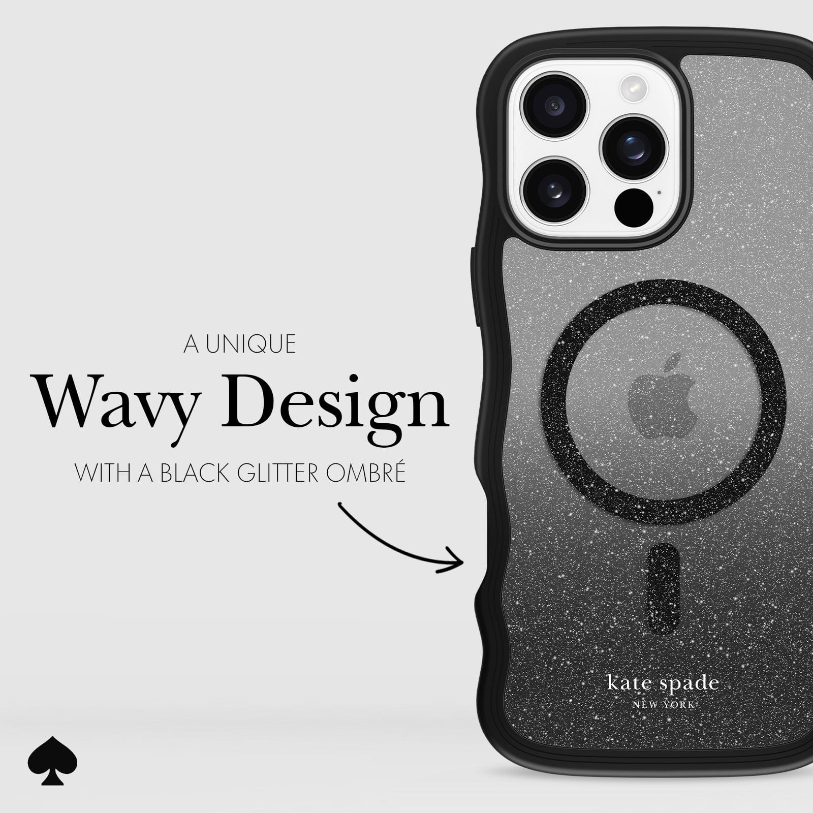 A UNIQUE WAVY DESIGN WITH A BLACK GLITTER OMBRE