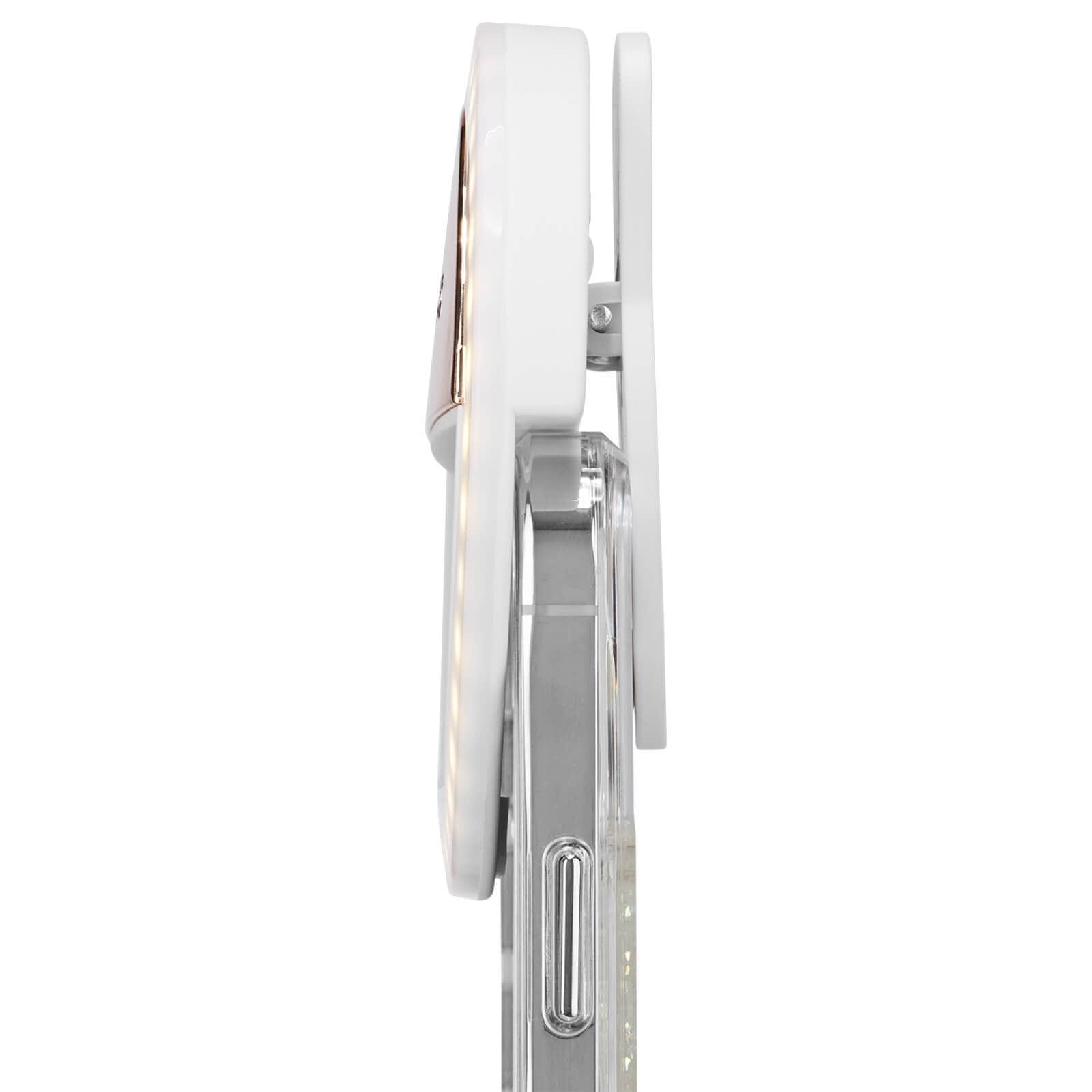 Side view of thing gold clip ring for better selfie lighting. color::Gold