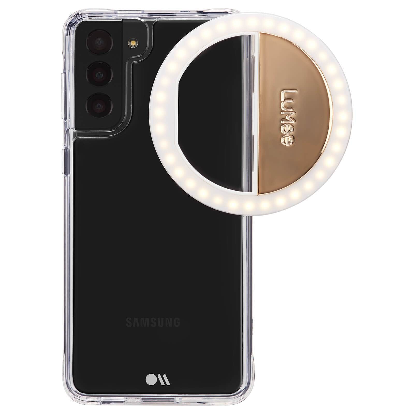 Clip on for better selfie lighting on Samsung device. color::Gold
