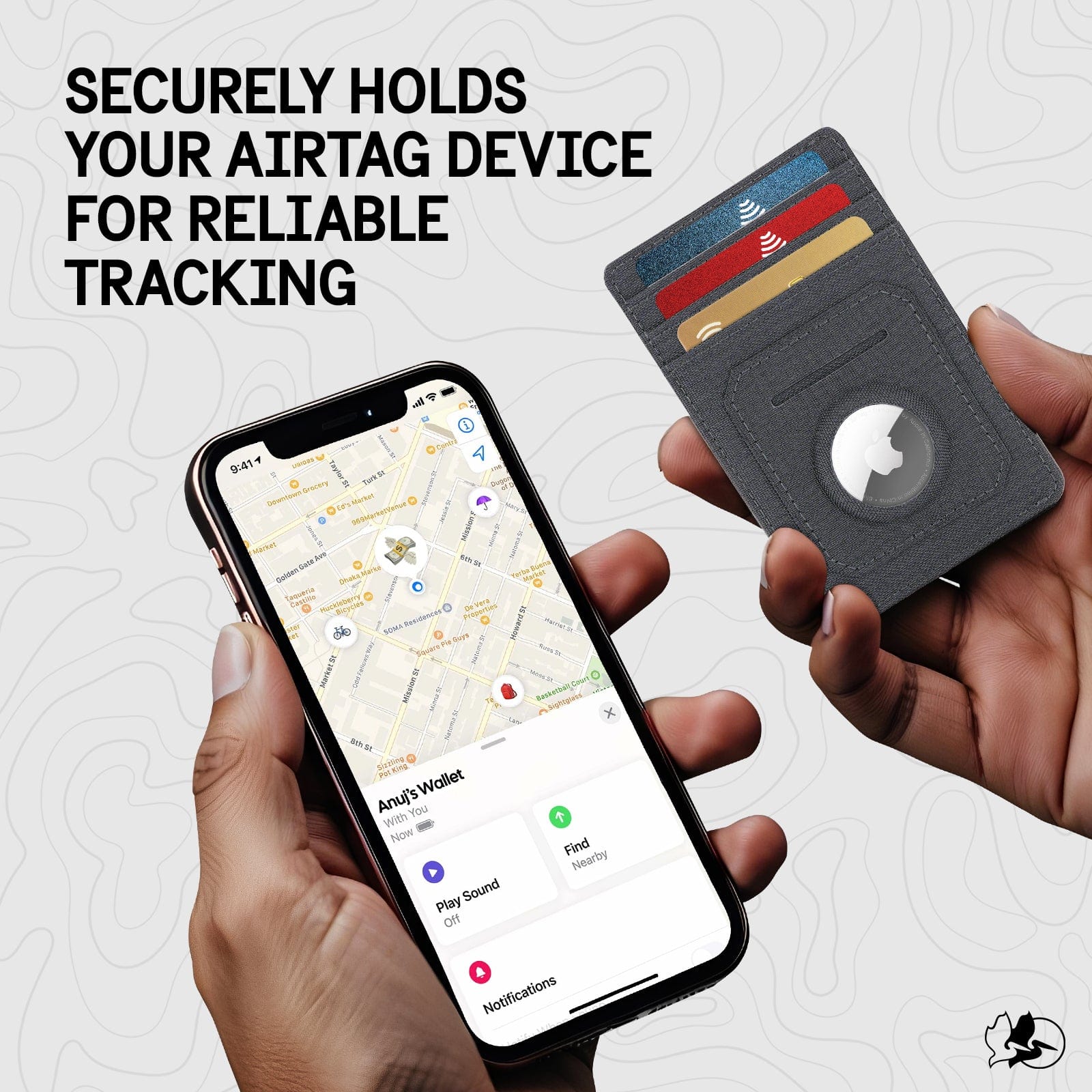 (Wallet) securely holds your airtag device for reliable tracking