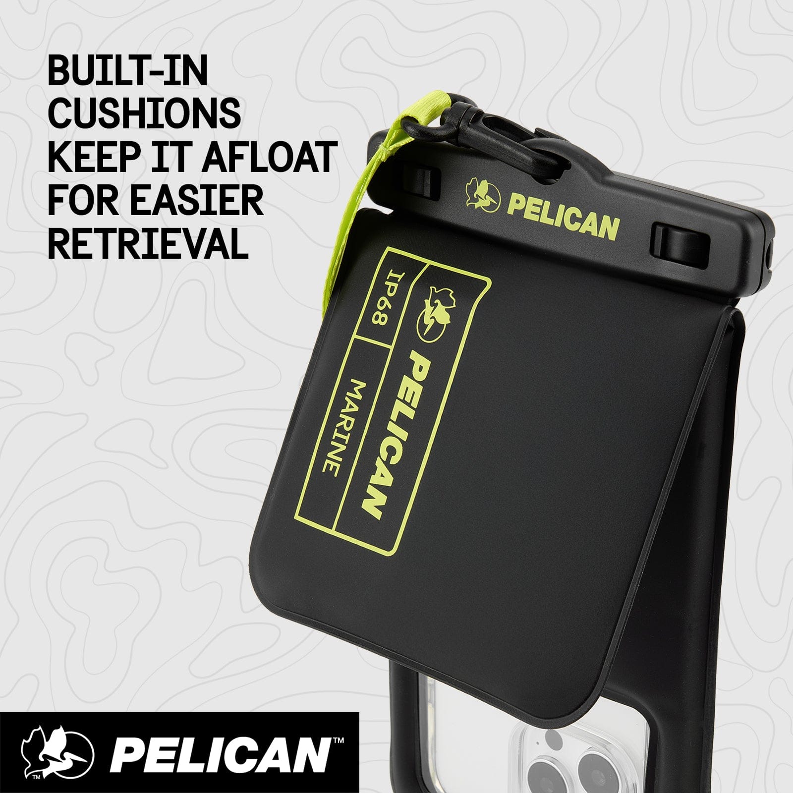 BUILT-IN CUSHIONS KEEP IT AFLOAT FOR EASIER RETRIEVAL