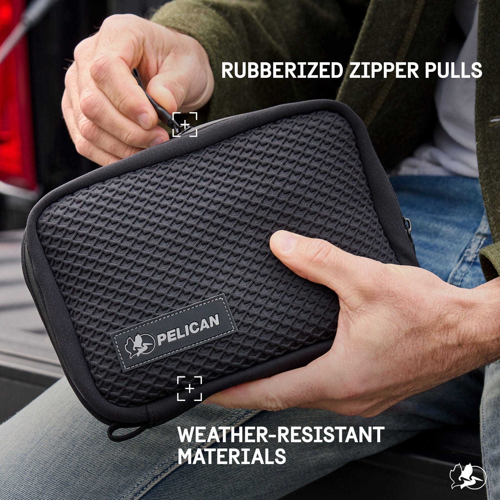 RUBBERIZED ZIPPER PULLS WEATHER RESISTANT MATERIALS