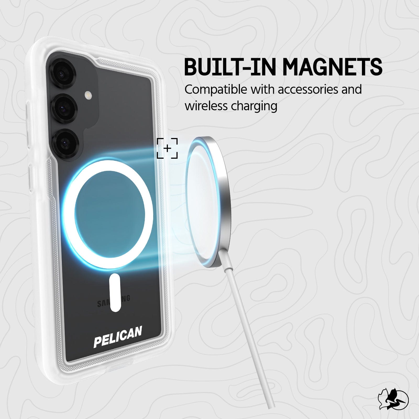 BUILT IN MAGNETS. COMPATIBLE WITH ACCESSORIES AND WIRELESS CHARGING.