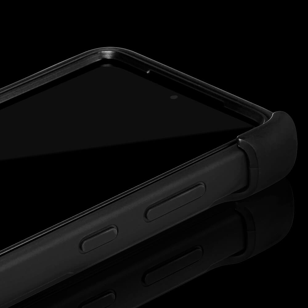 Close up of extra protective corner detail. color::Black