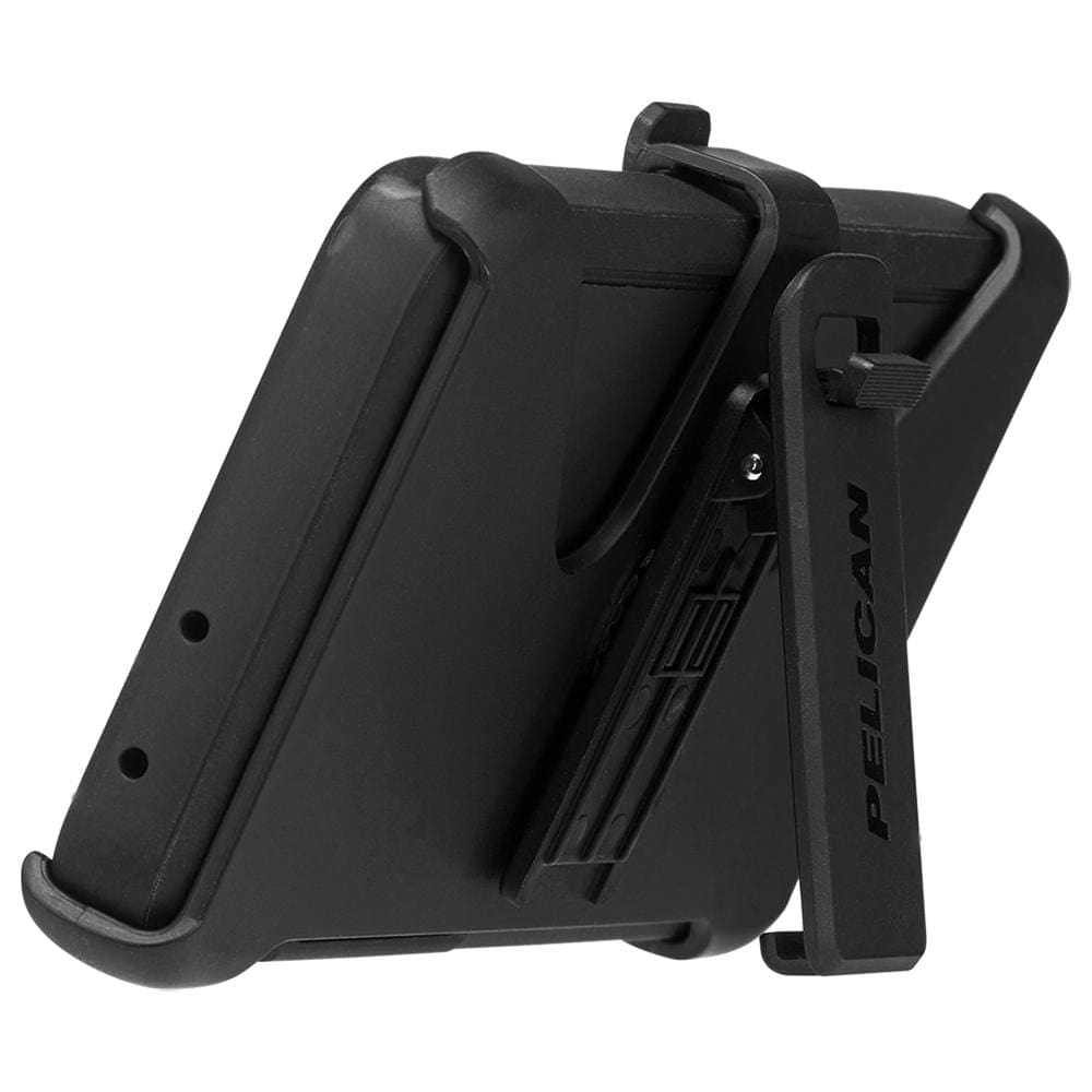 Pelican Voyager propped up on built-in holster/ stand. color::Black