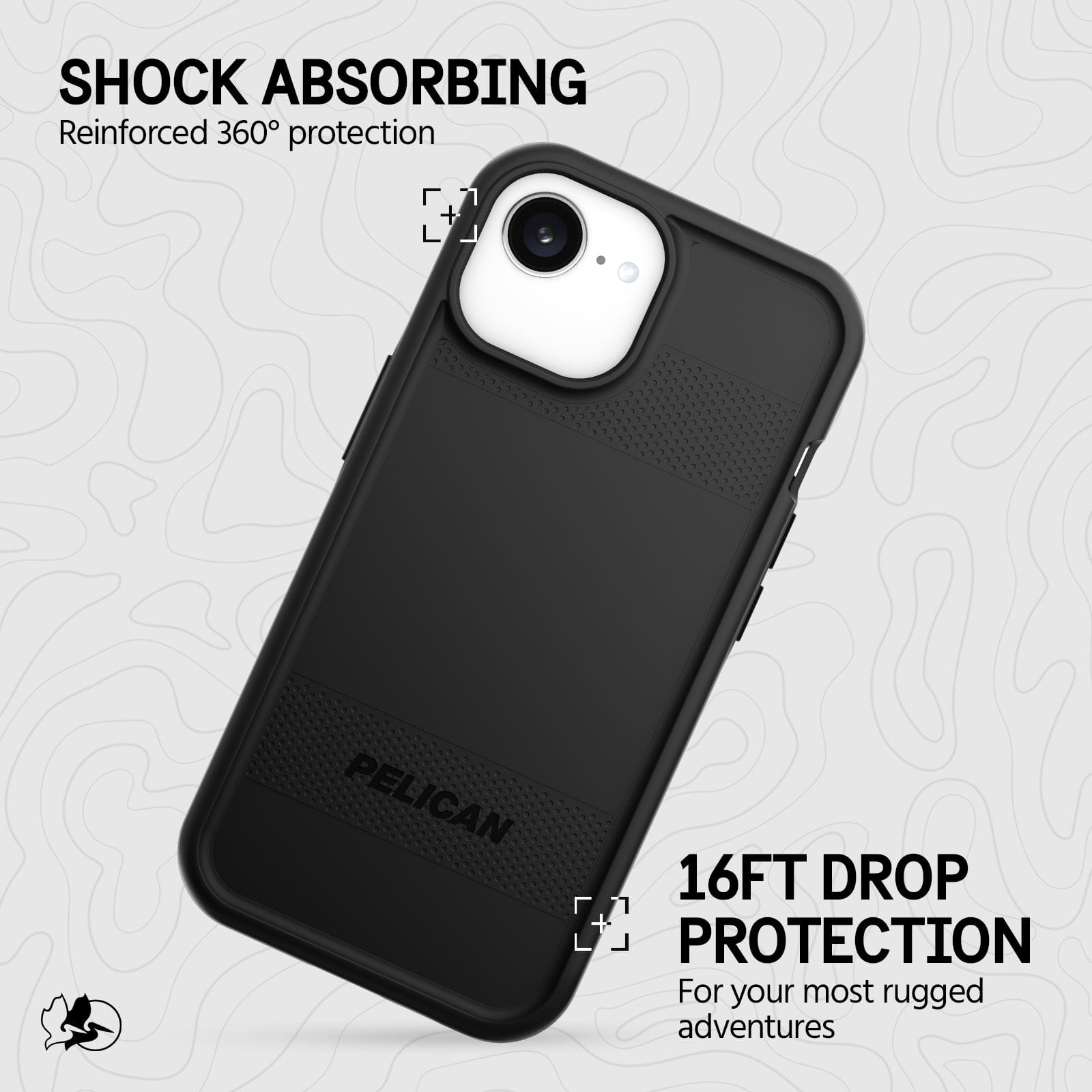 SHOCK ABSORBING 360 DEGREE PROTECTION. 16FT DROP PROTECTION