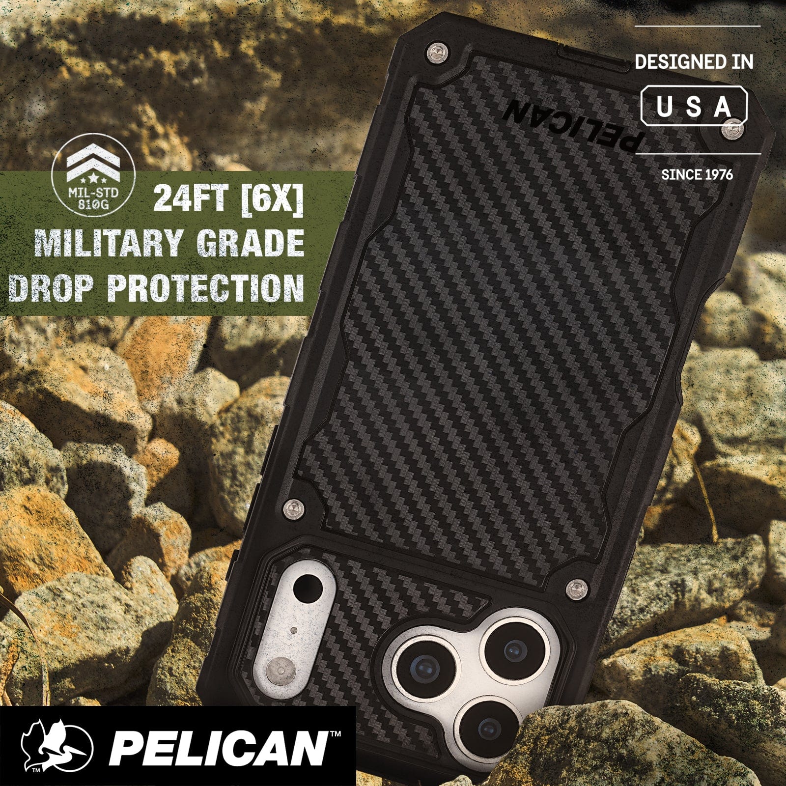 24 Foot 6 times Military grade drop protection, Designed in USA since 1976