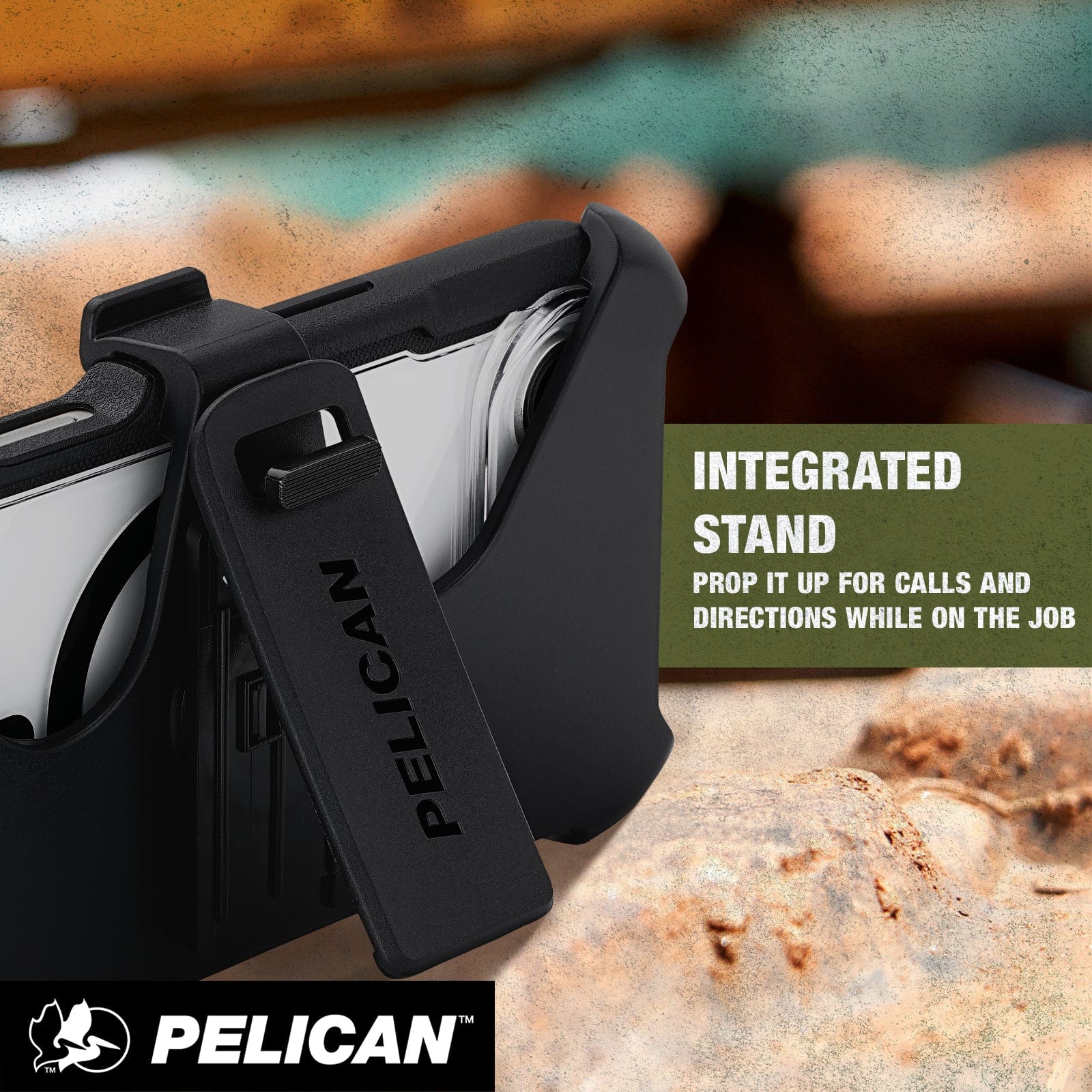 Integrated stand, prop it up for calls and directions while on the job