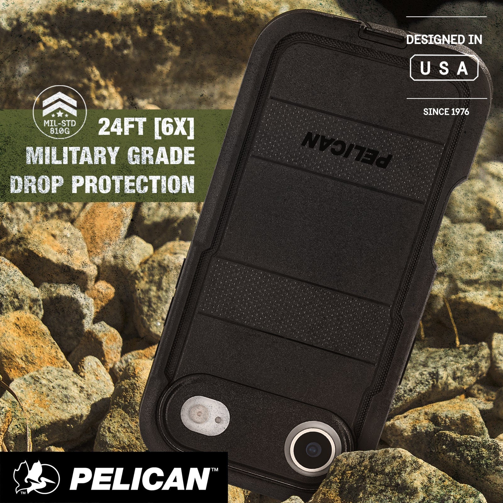 24 Foot 6 times Military grade drop protection, Designed in USA since 1976