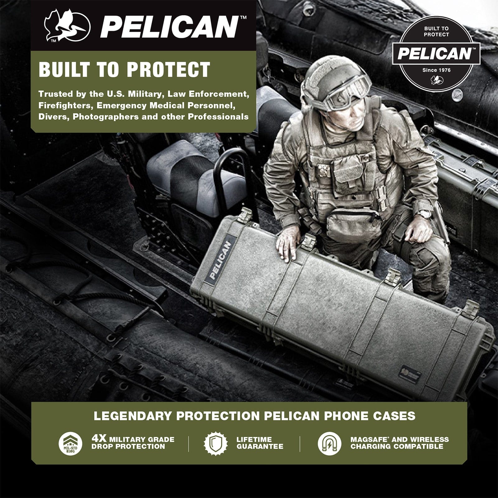 Built to Protect, trusted by the U.S. Military, Law Enforcement, Firefighters, Emergency Medical Personnel, Divers, Photographers and other Professionals