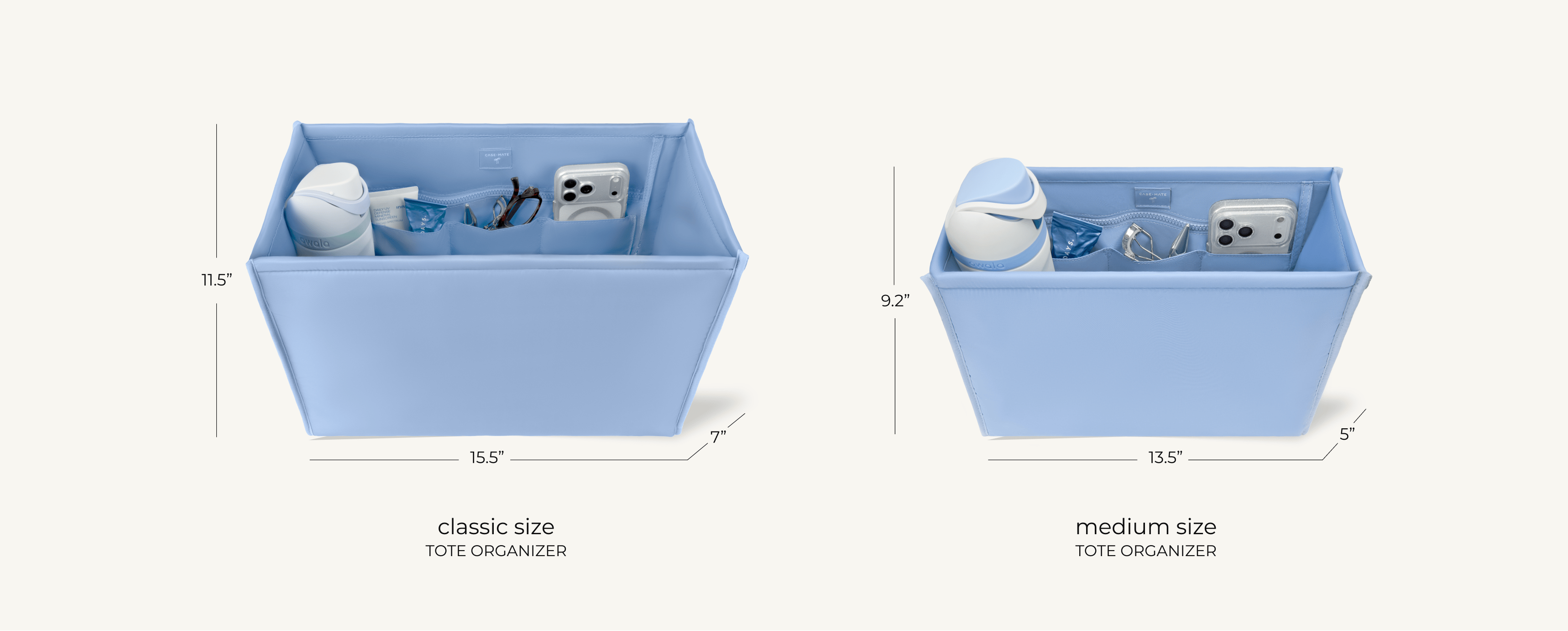 Tote organizer features