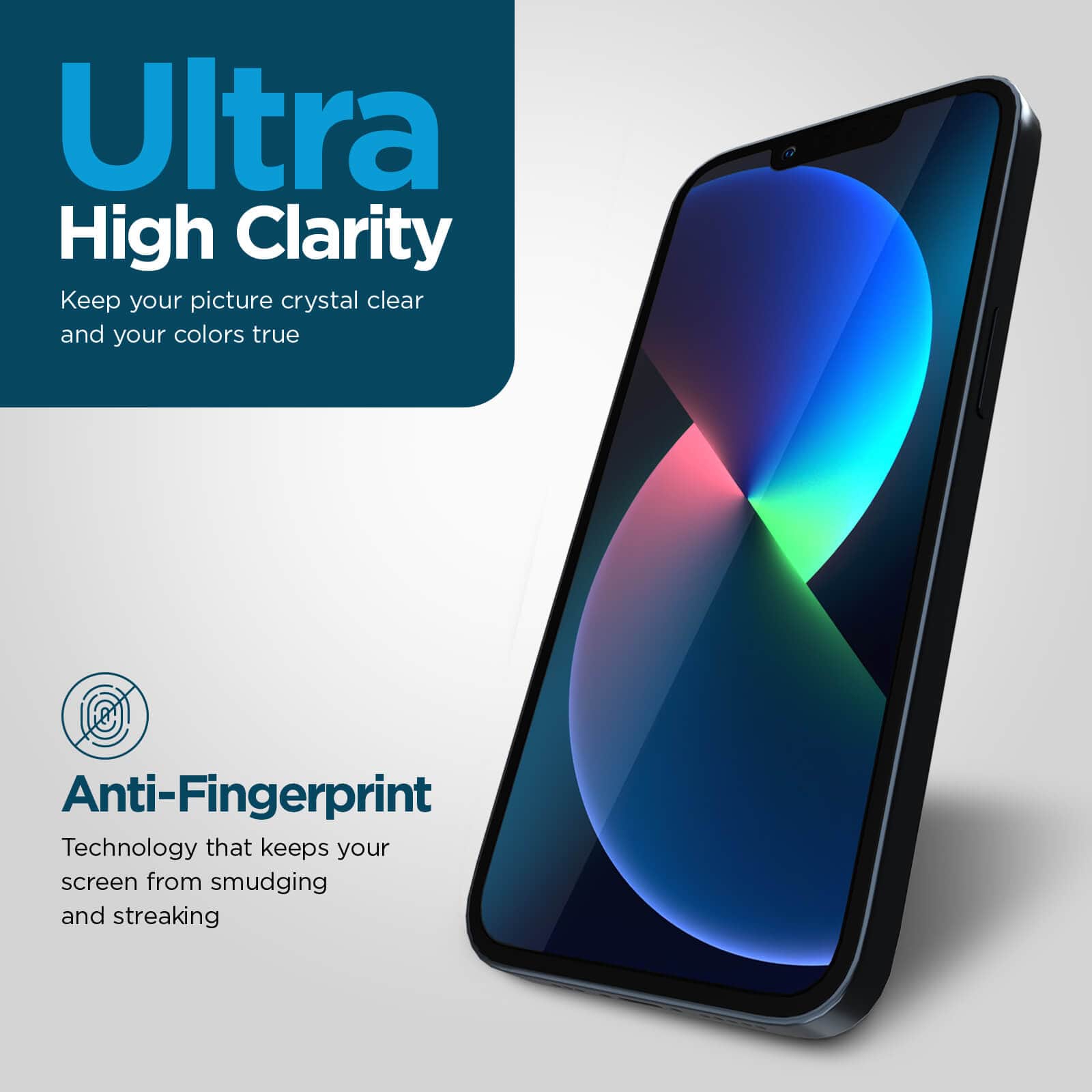 Ultra high clarity. Keeps your picture crystal clear and your colors true. Anti0Fingerprint technology that keeps your screen from smudging and streaking. color::Clear
