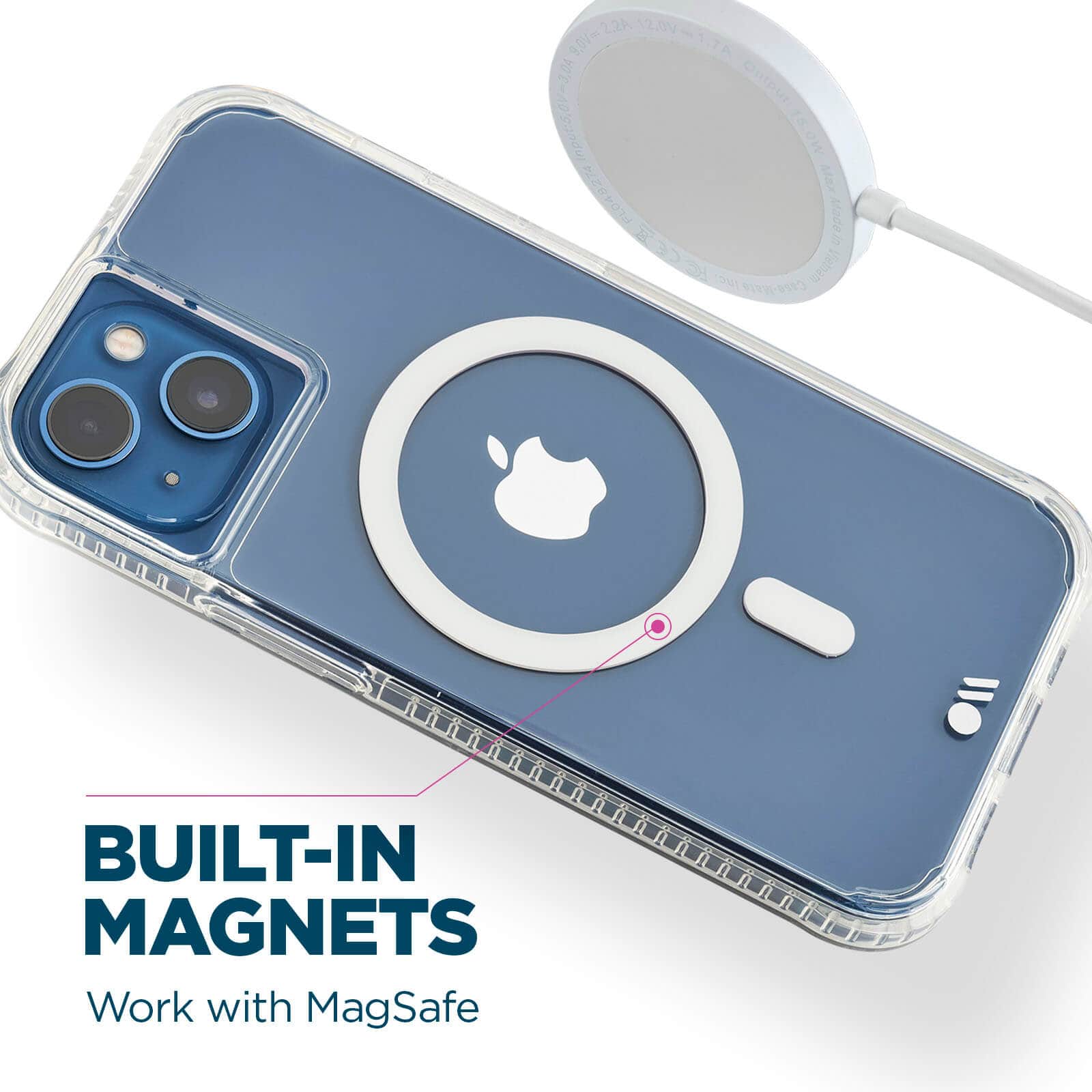 Built-in magnets work with MagSafe. color::Clear