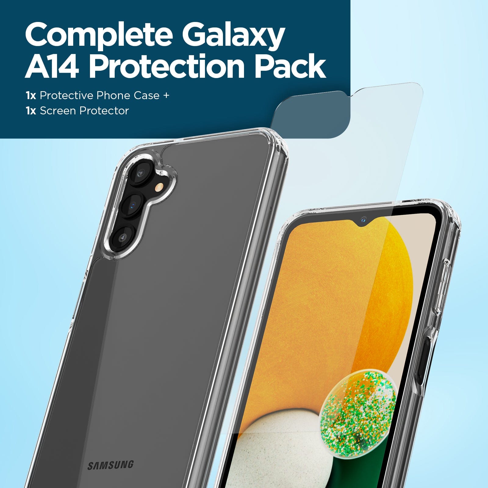 Complete Galaxy A14 Protection Pack 1x Protective Phone Case + 1x Screen Protector