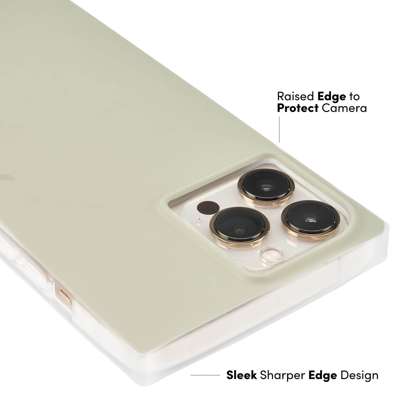 RAISED EDGE TO PROTECT CAMERA, SLEEK SHARPER EDGE DESIGN. COLOR::SAGE GREEN