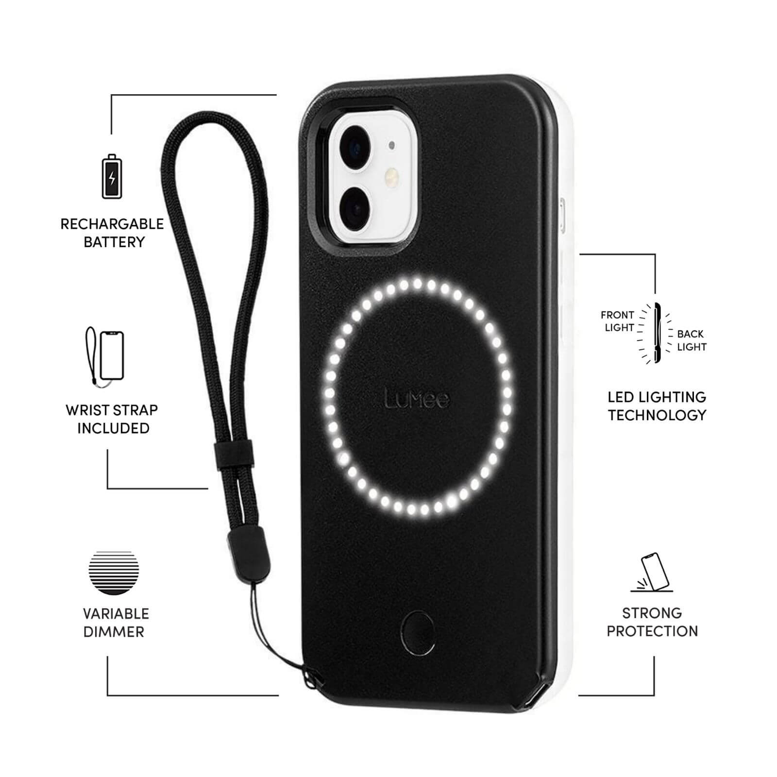 Features Rechargeable Batter, Wrist Strap Included, Variable Dimmer, Front light and back light LED lighting technology, strong protection. color::Matte Black