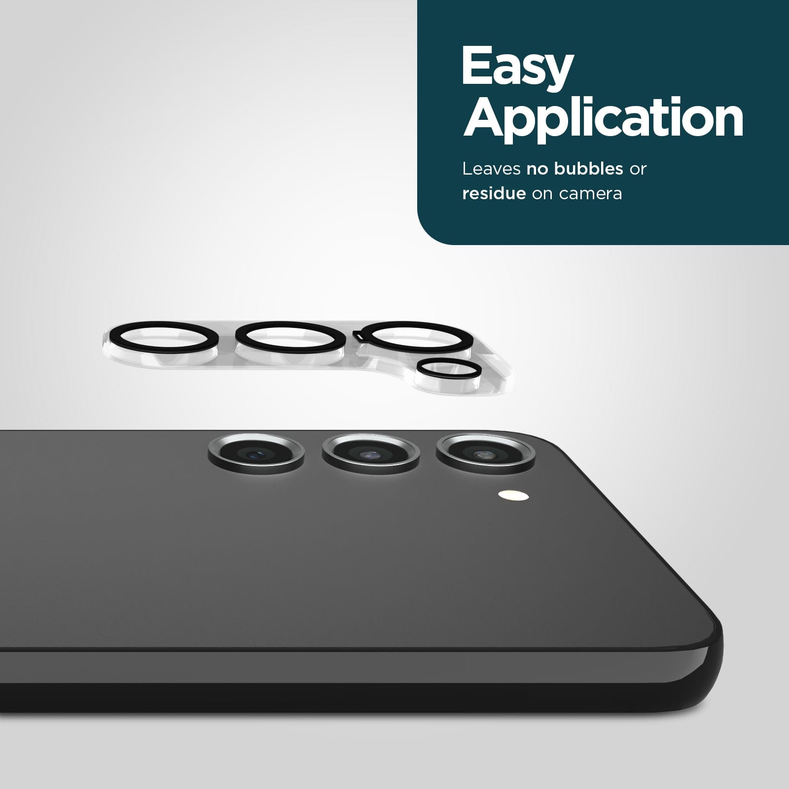 EASY APPLICATION. LEAVES NO BUBBLED OR RESIDUE ON CAMERA.