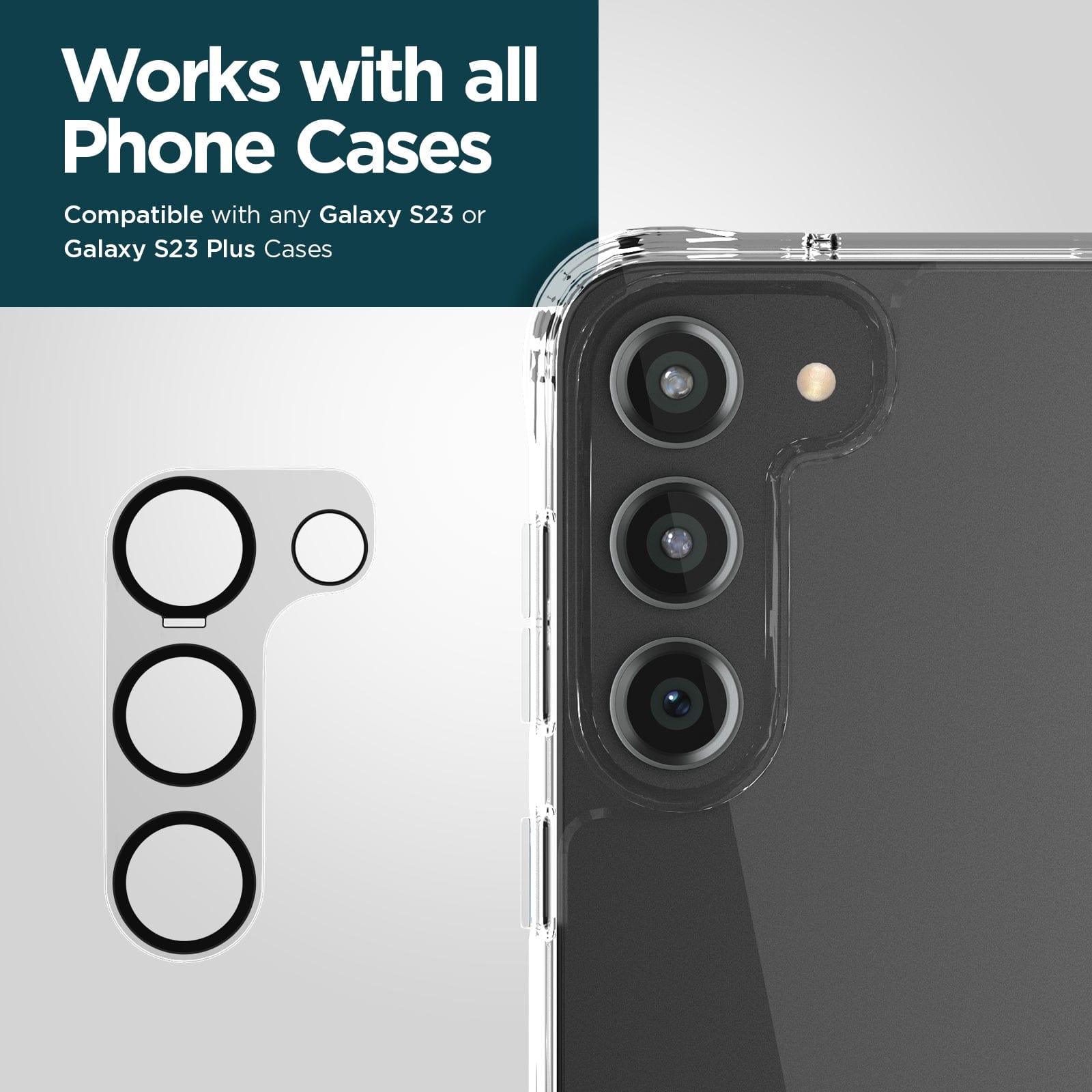 WORKS WITH ALL PHONE CASES. COMPATIBLE WITH GALAXY S23 OR GALAXY S23+ CASES.