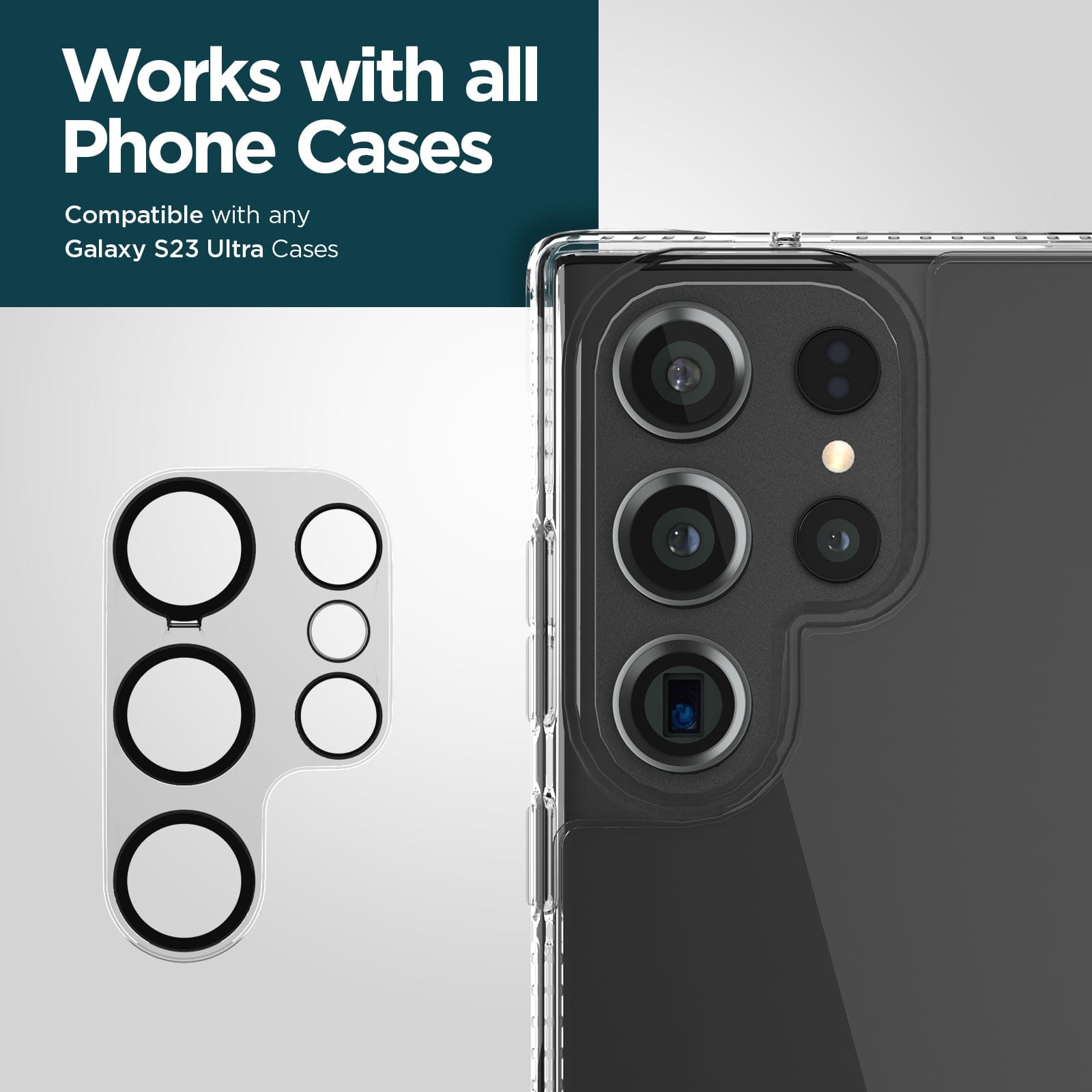 WORKS WITH ALL PHONE CASES. COMPATIBLE WITH GALAXY S23 ULTRA CASES.