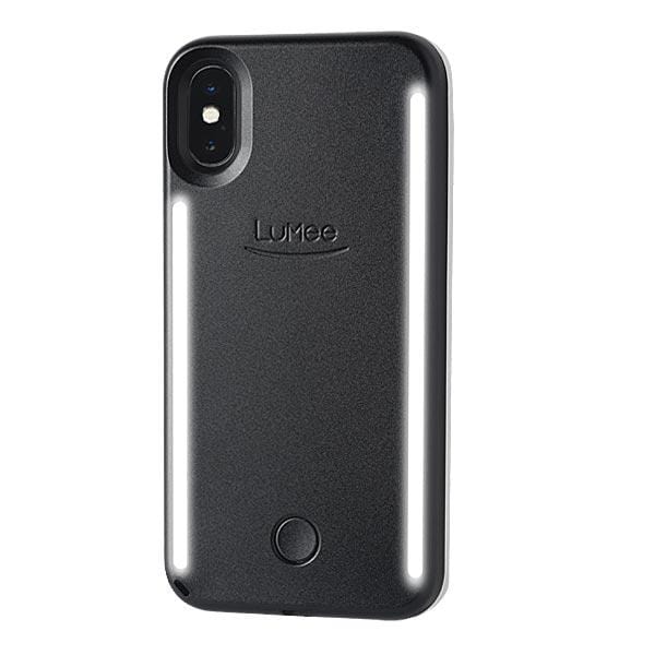 Black iPhone X case with built in selfie lighting. color::Black