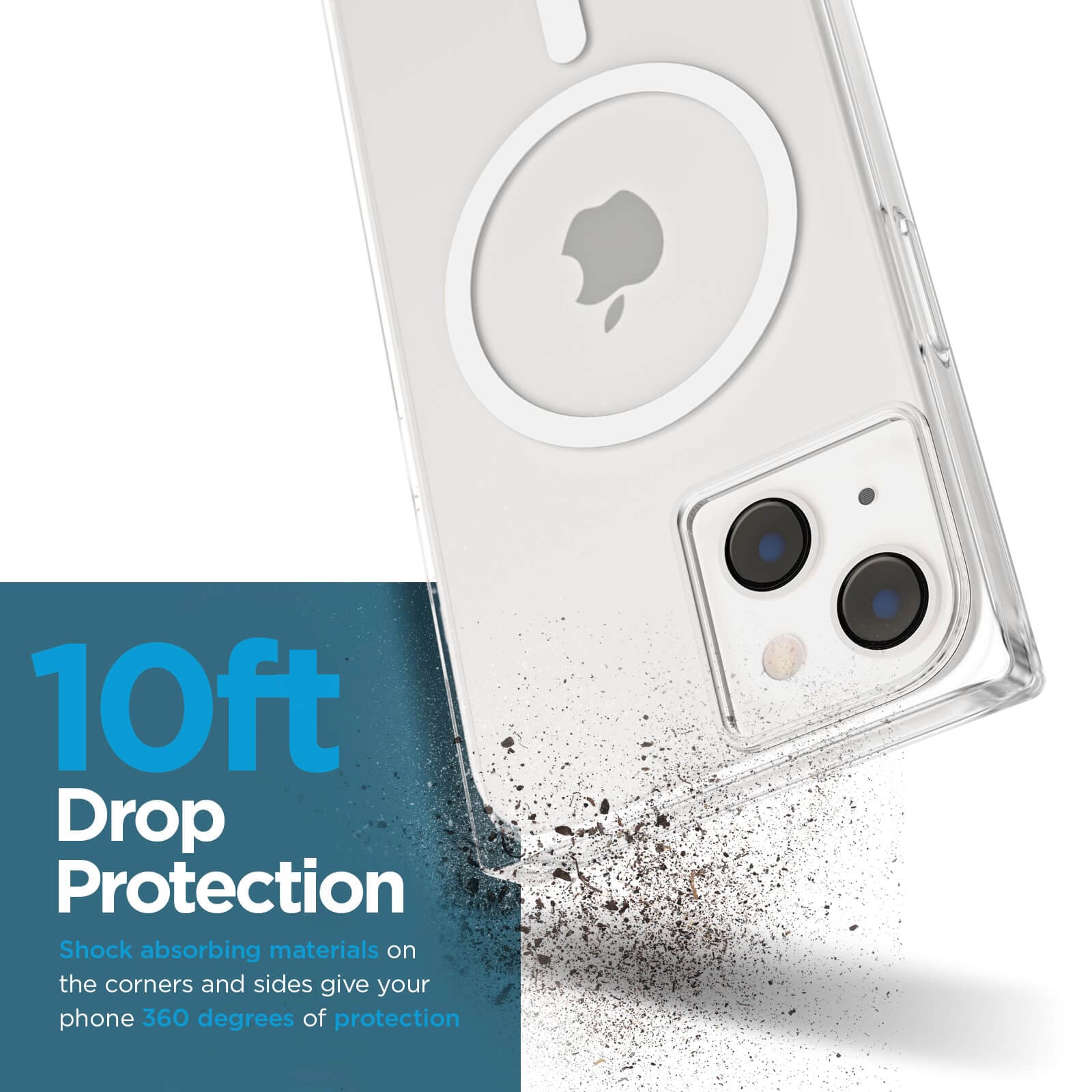 10ft drop protection shock absorbing materials on the corners and sides give your phone 360 degrees of protection. color::Clear