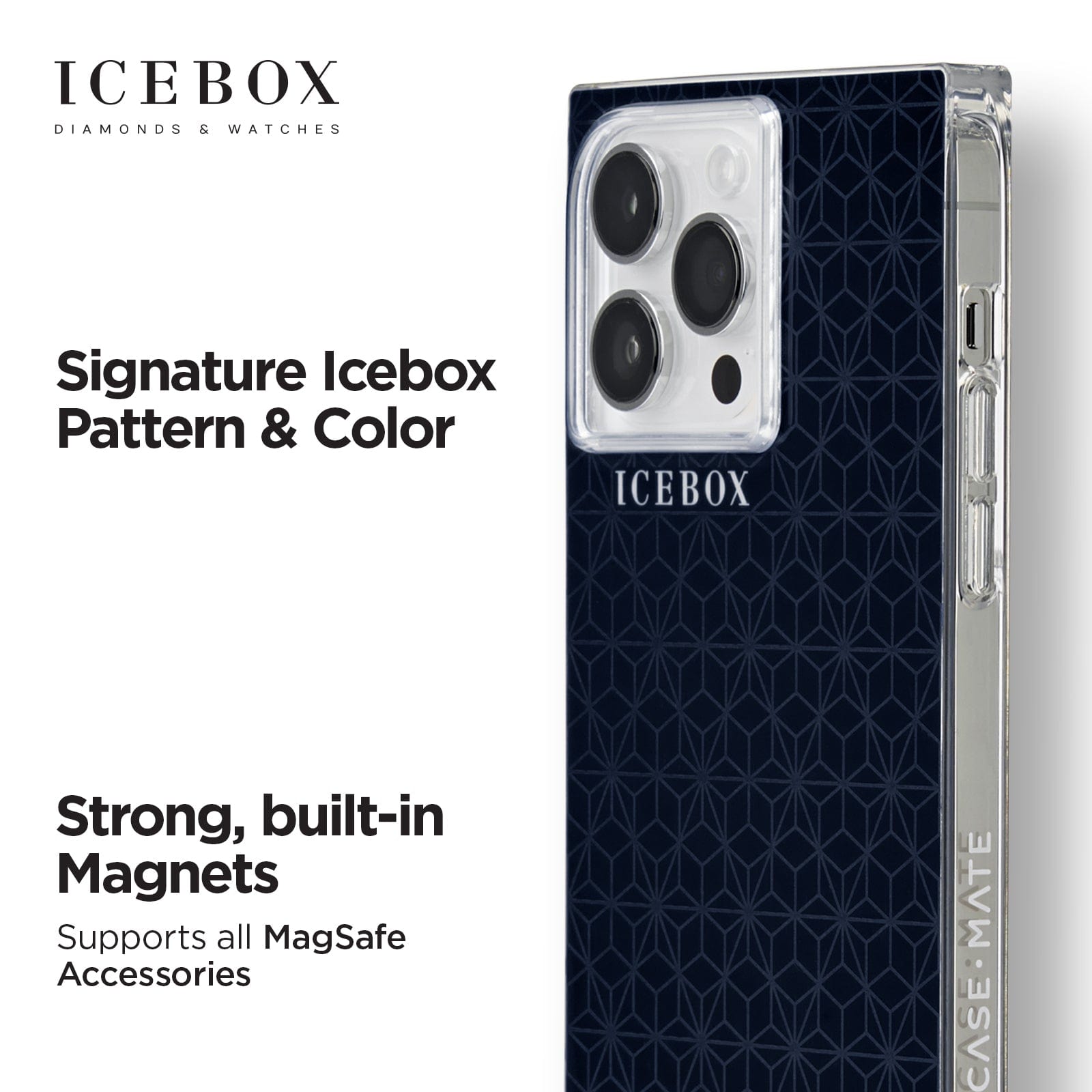 SIGNATURE ICEBOX PATTERN AND COLOR. STRONG BUILTIN MAGNETS SUPPORTS ALL MAGSAFE ACCESSORIES