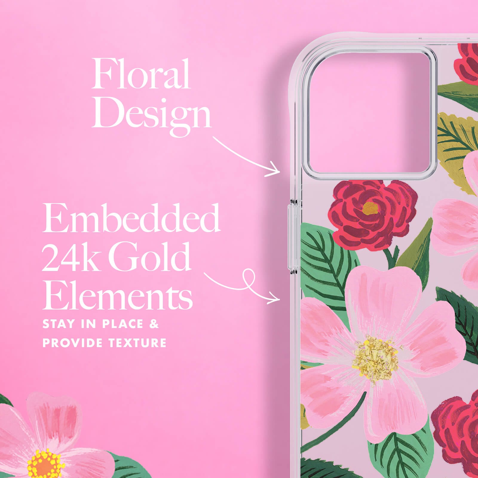 Floral design. embedded 24k gold elements stay in place & provide texture. color::Rose Garden