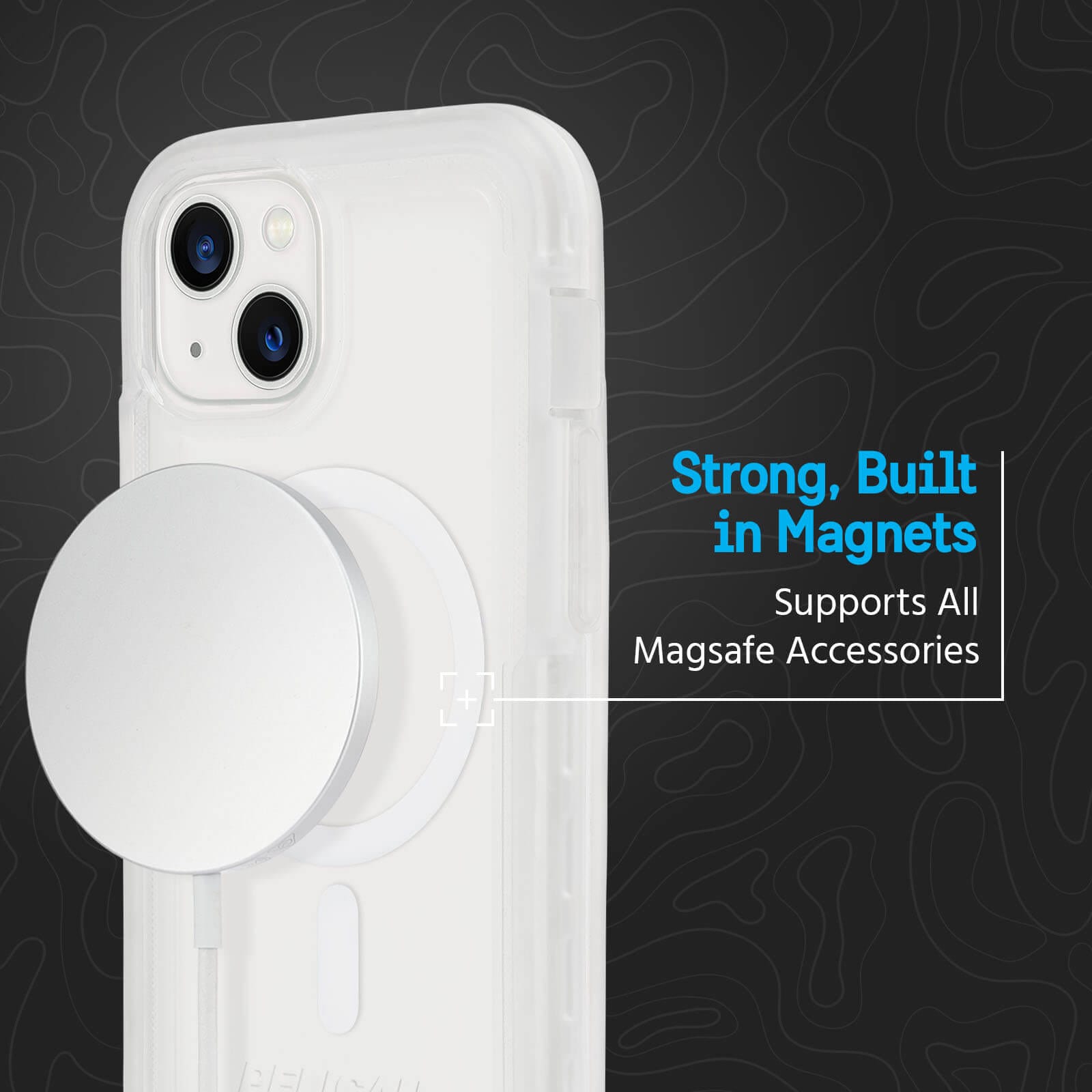 Strong, built in magnets supports all MagSafe accessories. color::Clear