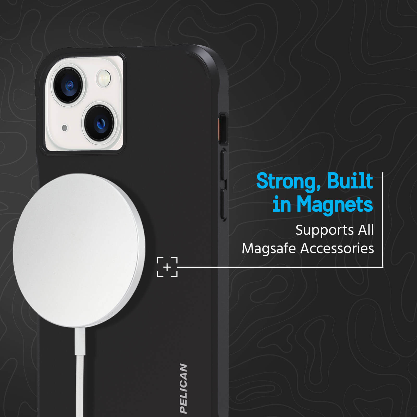 Strong, built in magnets supports all MagSafe accessories. color::Black