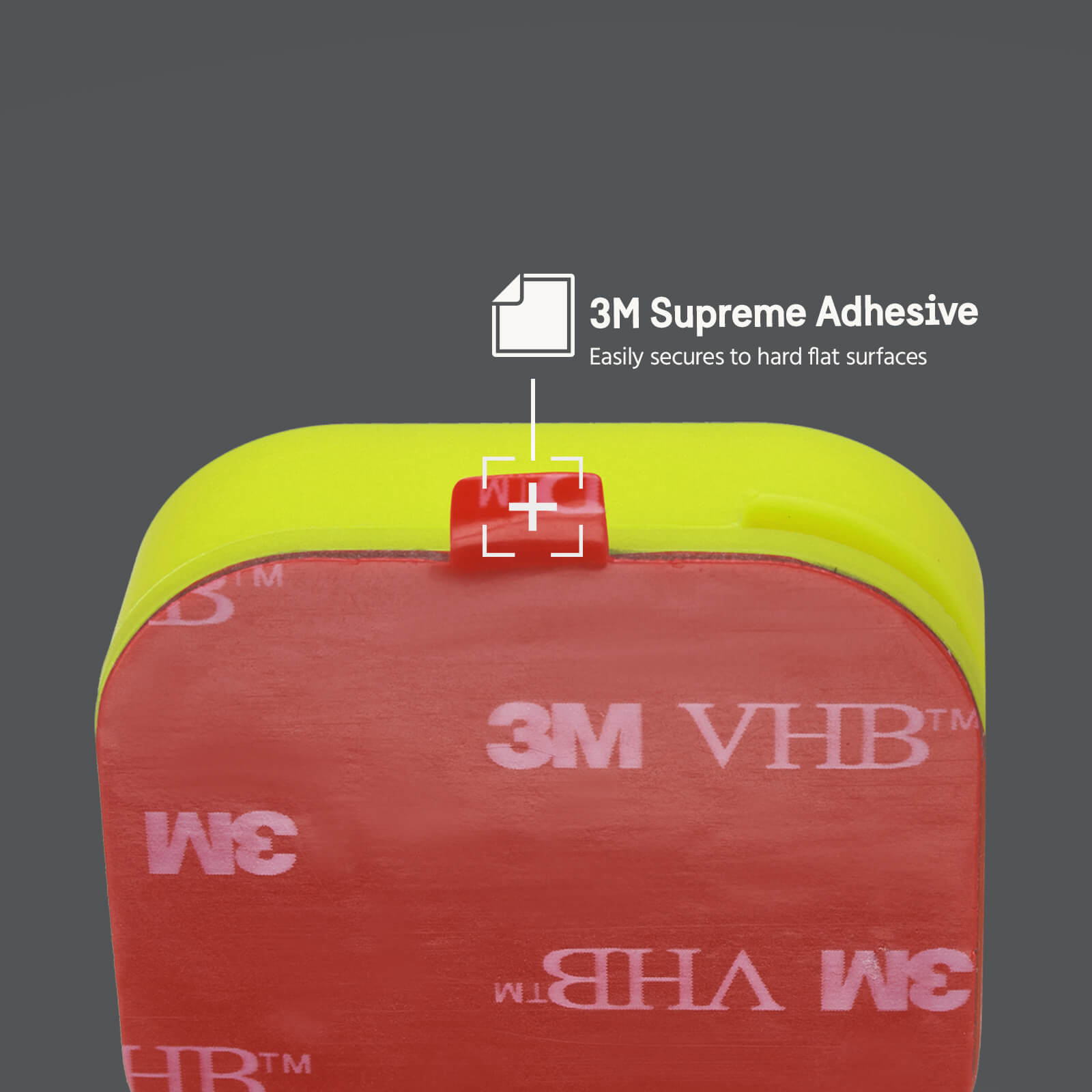 3m Supreme Adhesive. easily secures to hard flat surfaces. color::Hi-Vis Yellow