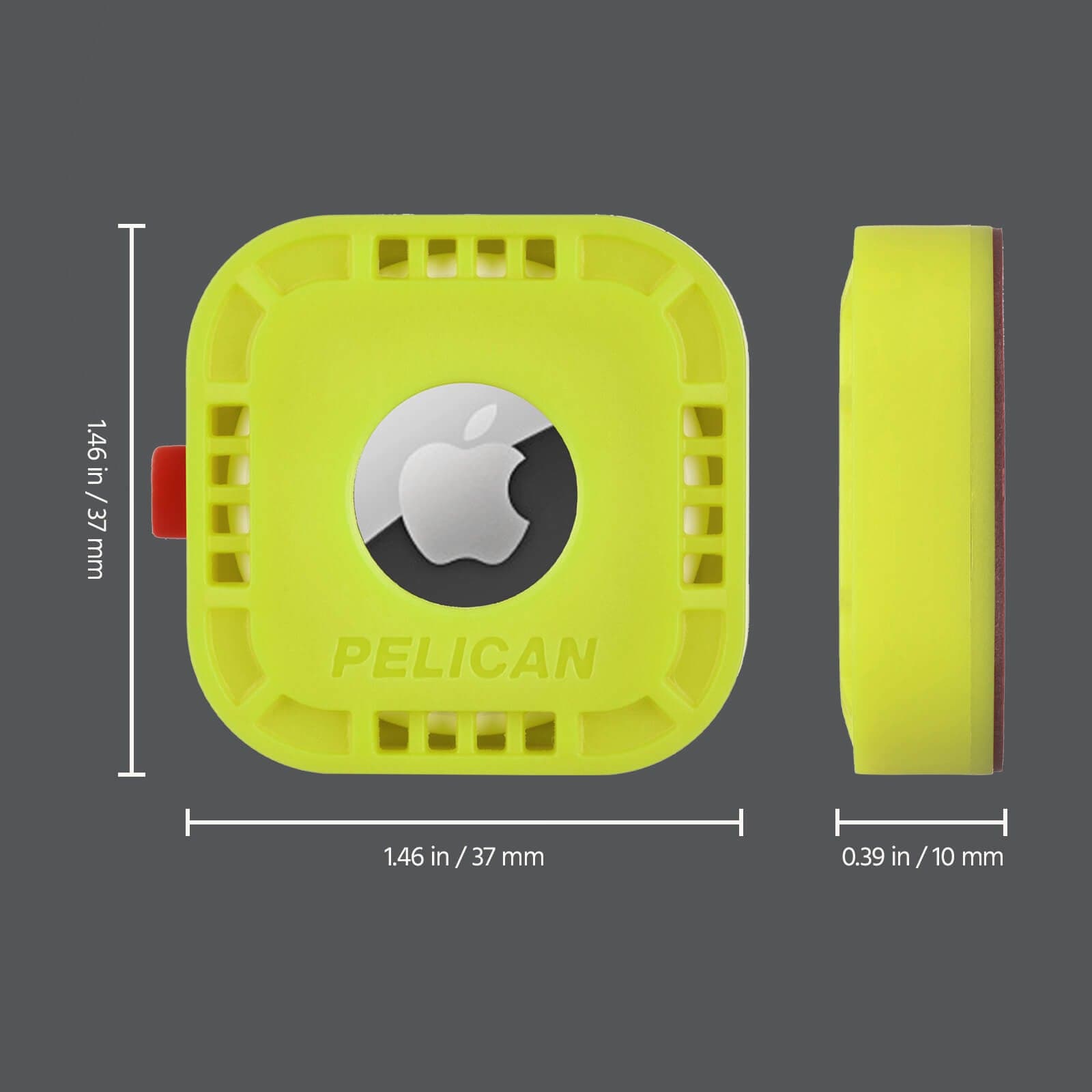1.46 in / 37 mm by 1.46 in / 37 mm by 0.39 in/ 10mm. color::Hi-Vis Yellow