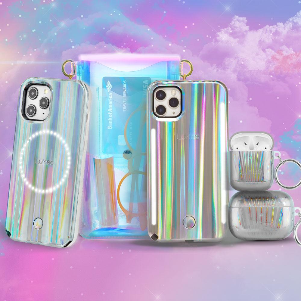 LuMee x Pari Hilton Holographic collection. color::Holographic