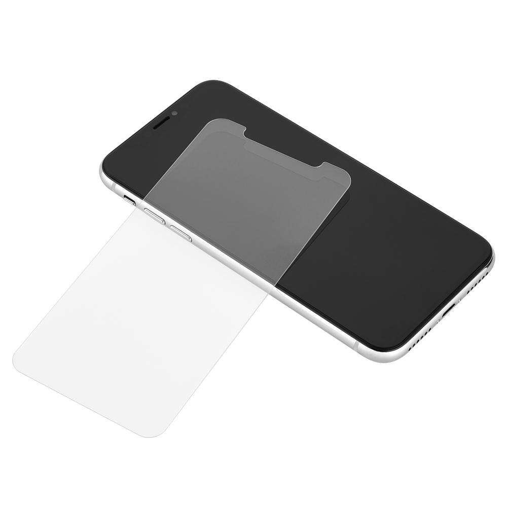 Screen protector resting atop of phone. color::Clear