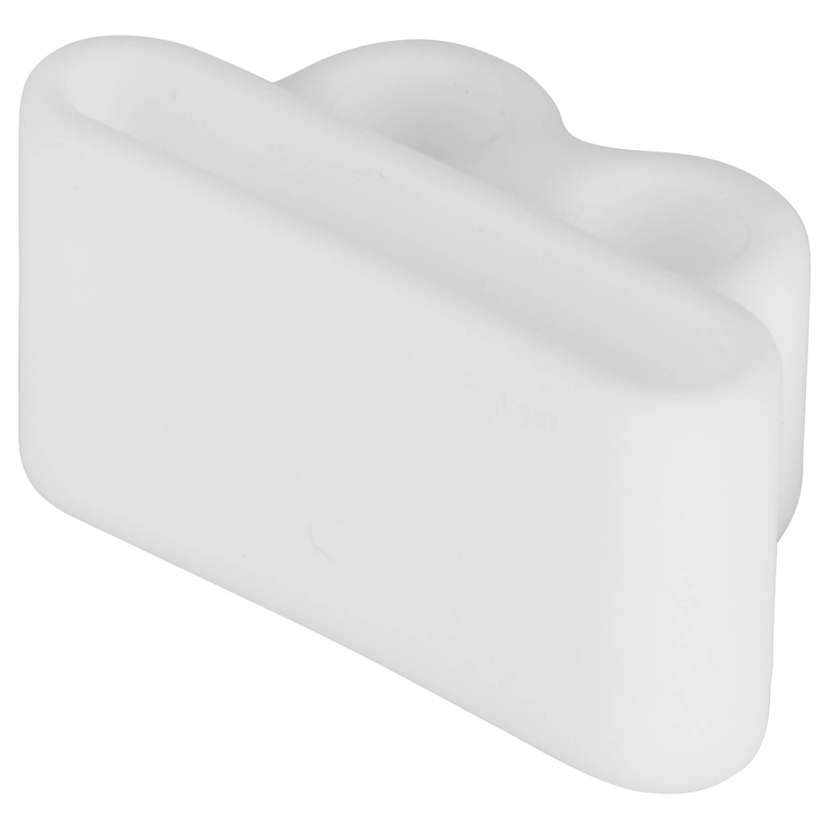 White silicon holder slides on watch band and holds AirPods. color::White