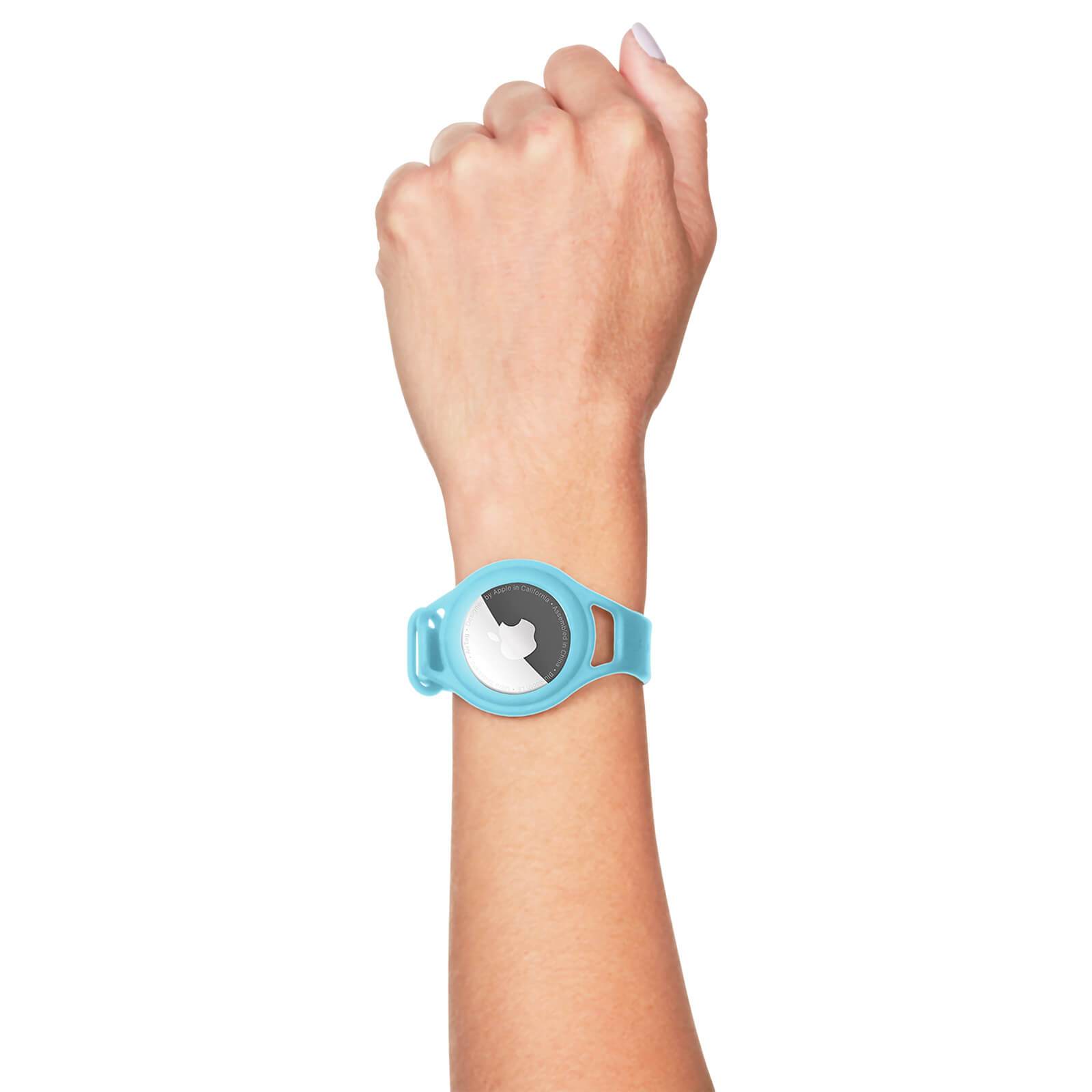 Wrist strap for AirTag on wrist. color::Blue
