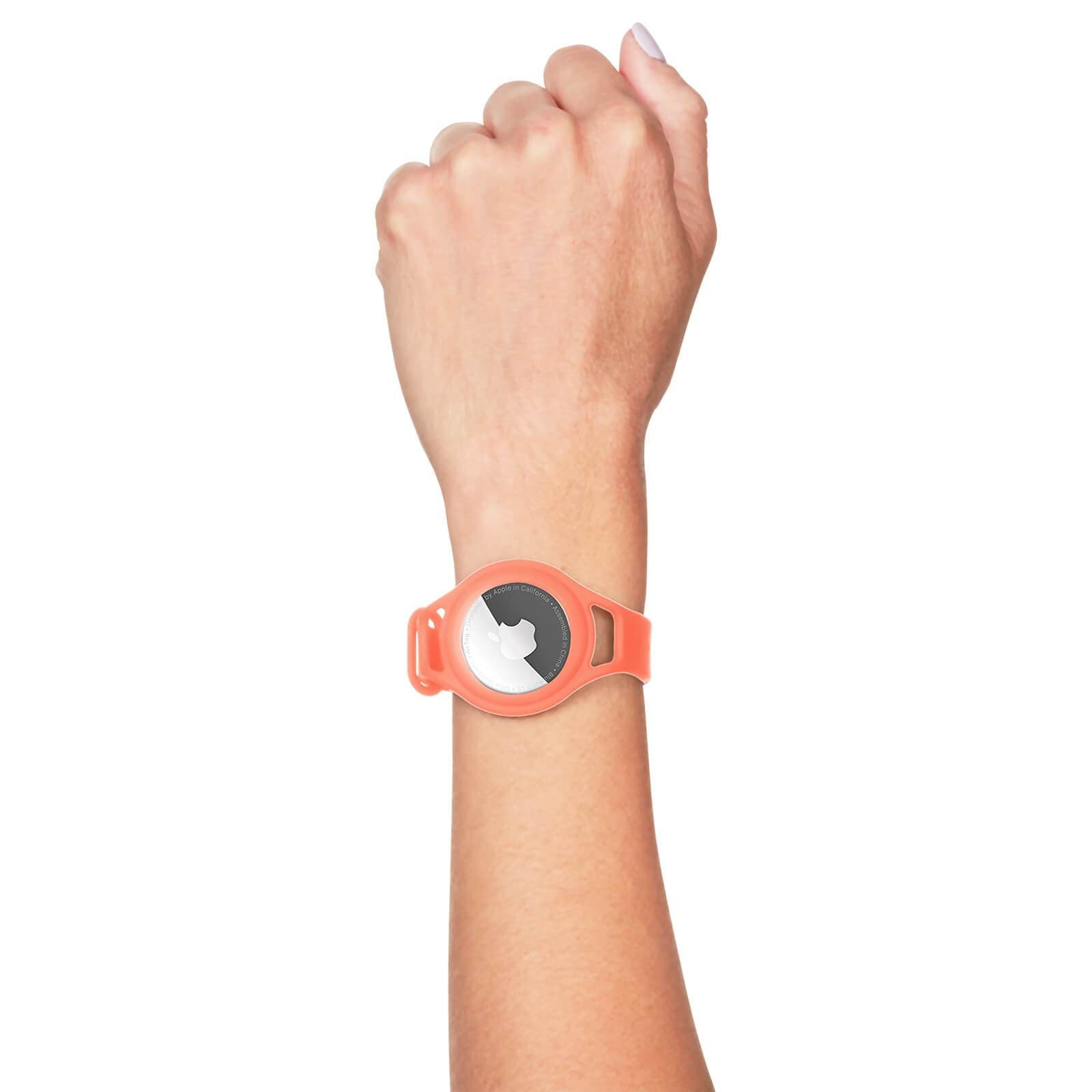 AirTag Kid Strap on wrist. color::Coral