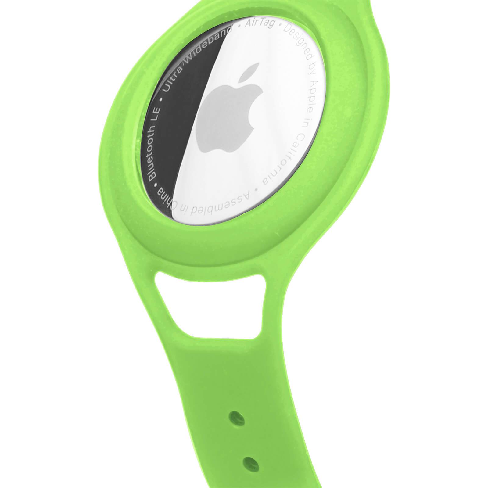Close up of AirTag case. color::Lime Green
