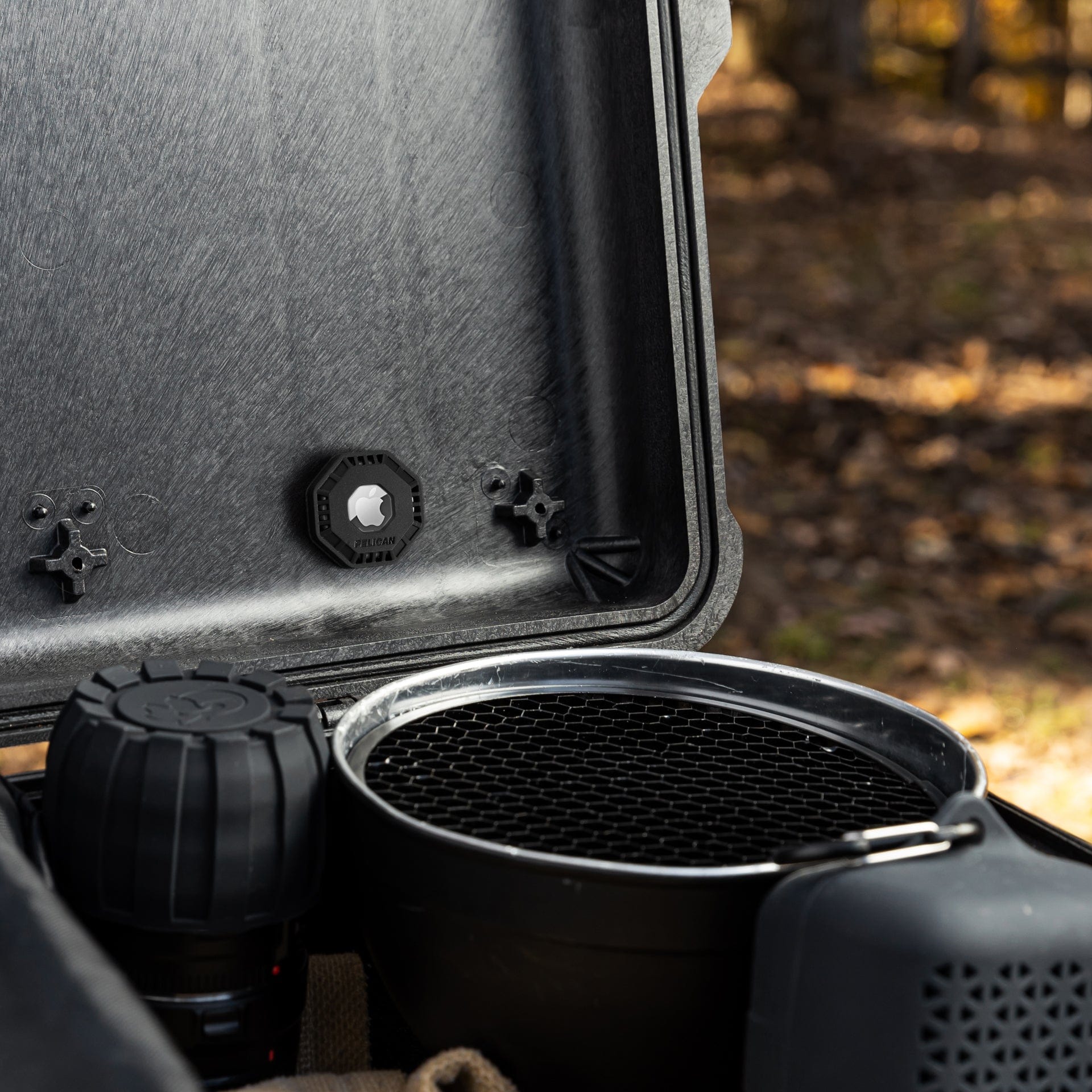 Pelican Adventurer AirTag Sticker Mount inside Pelican case
