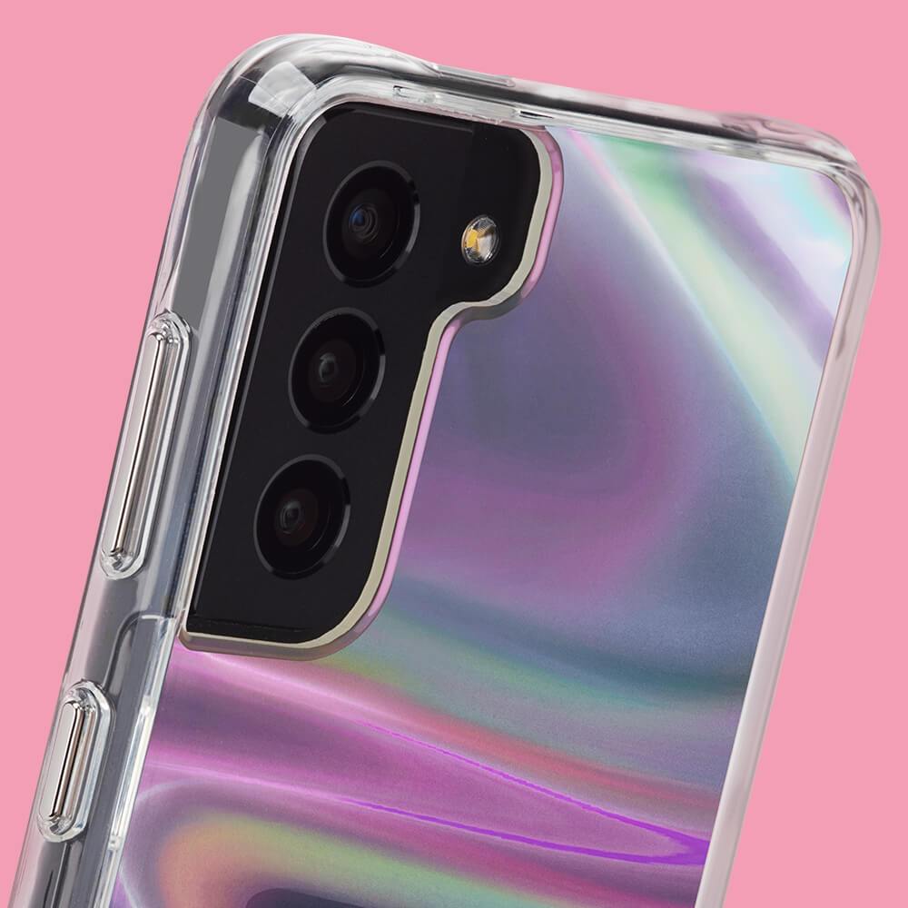 Close up of top of case. color::Soap Bubble