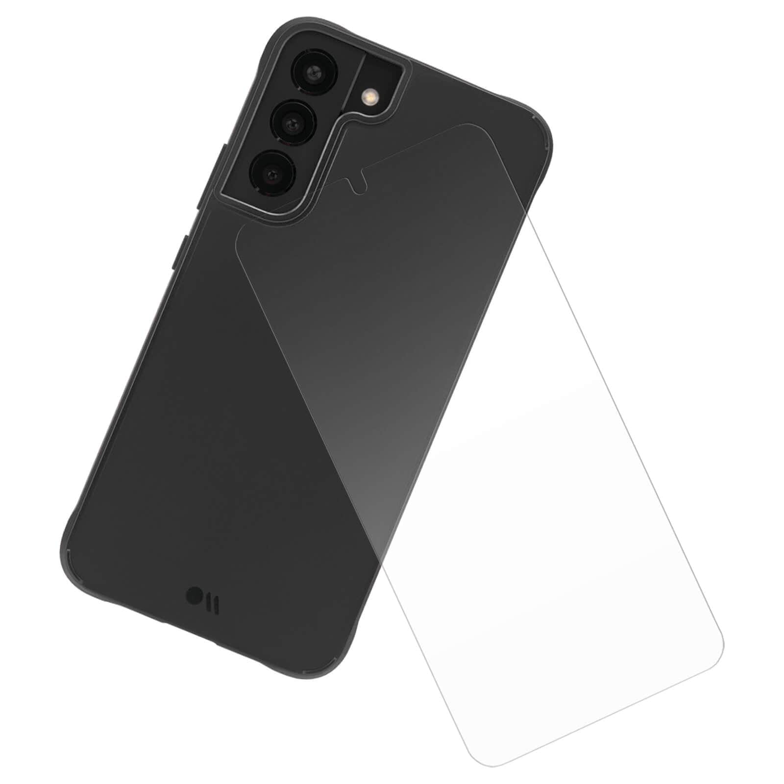 Tough Black case and glass screen protector for Galaxy S22. color::Black