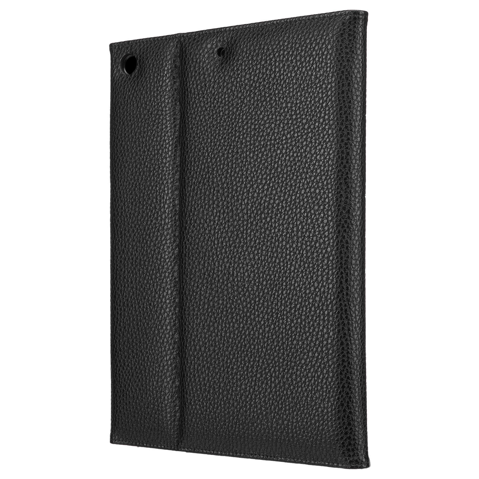 Angle shot of pebbled leather iPad 10.2" case. color::Black