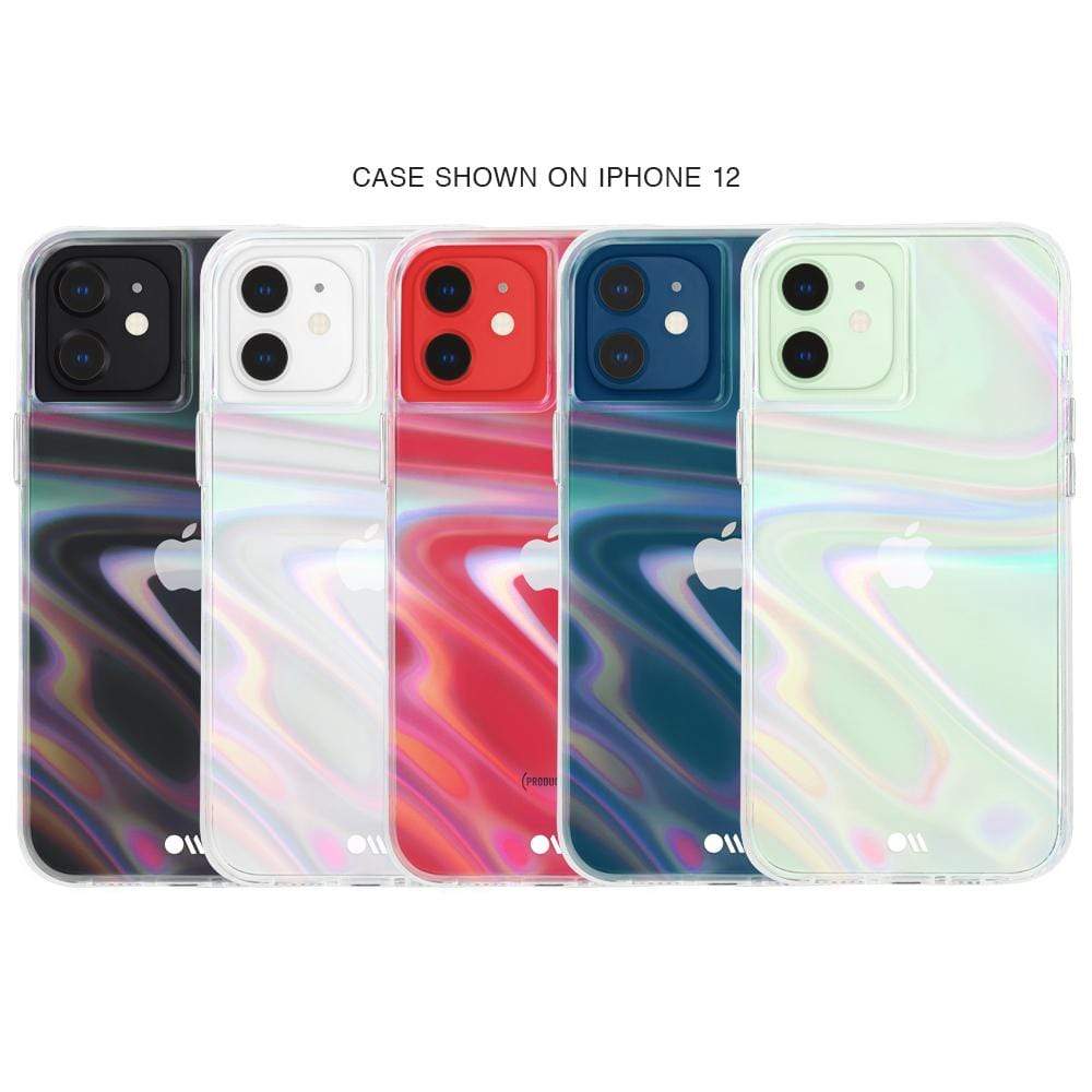 Case shown on iPhone 12 color::Soap Bubble