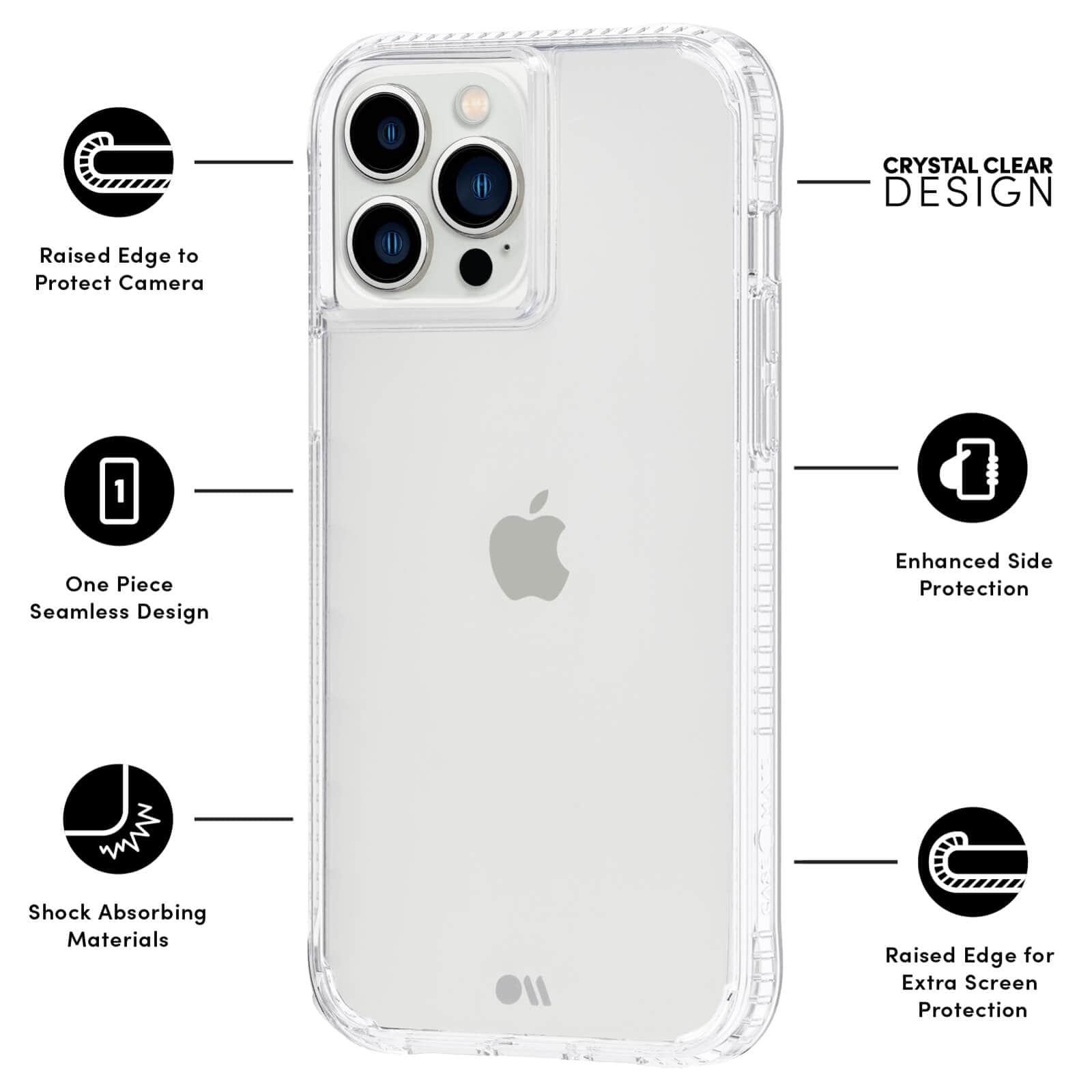 FEATURES: RAISED EDGE TO PROTECT CAMERA, ONE PIECE SEAMLESS DESIGN, SHOCK ABSORBING MATERIALS, CRYSTAL CLEAR DESIGN, ENHANCED SIDE PROTECTION, RAISED EDGE FOR EXTRA SCREEN PROTECTION. COLOR::CLEAR